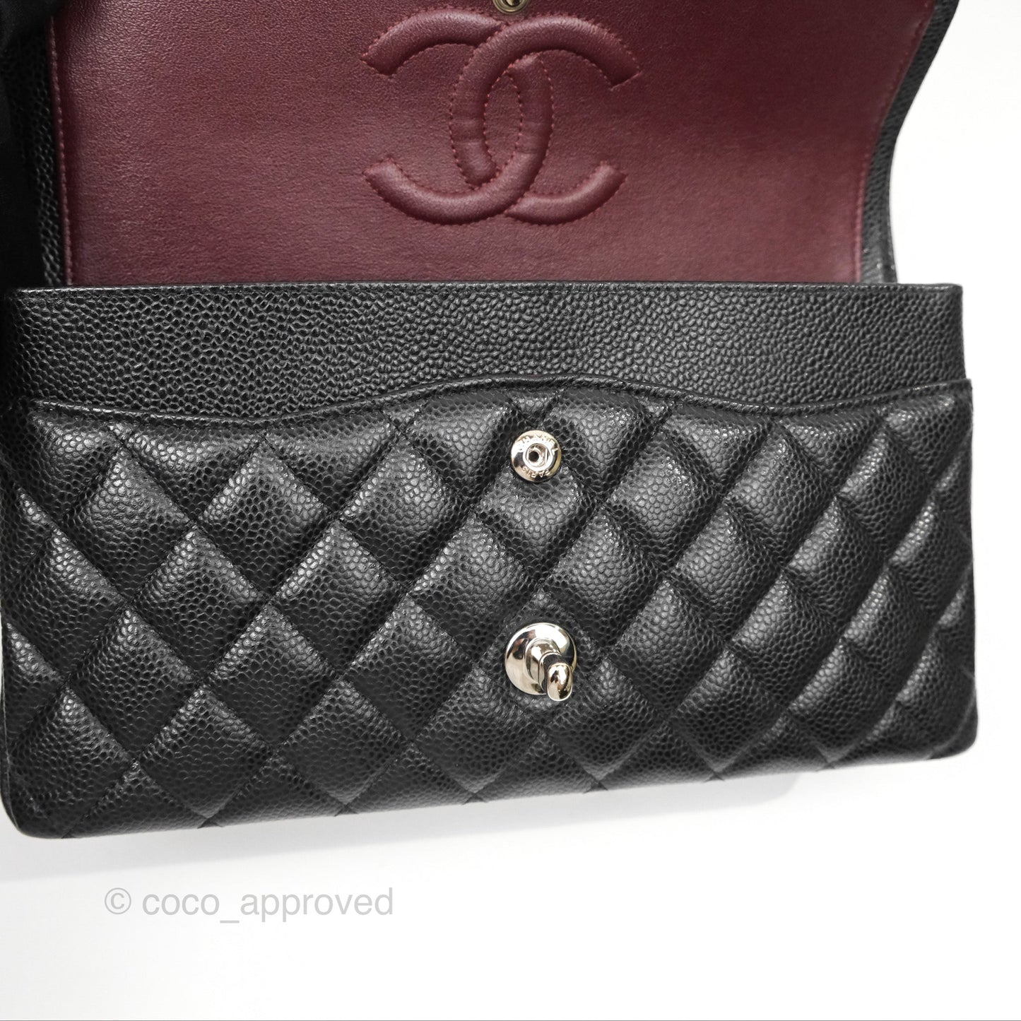Chanel Classic M/L Medium Flap Quilted Black Caviar Silver Hardware