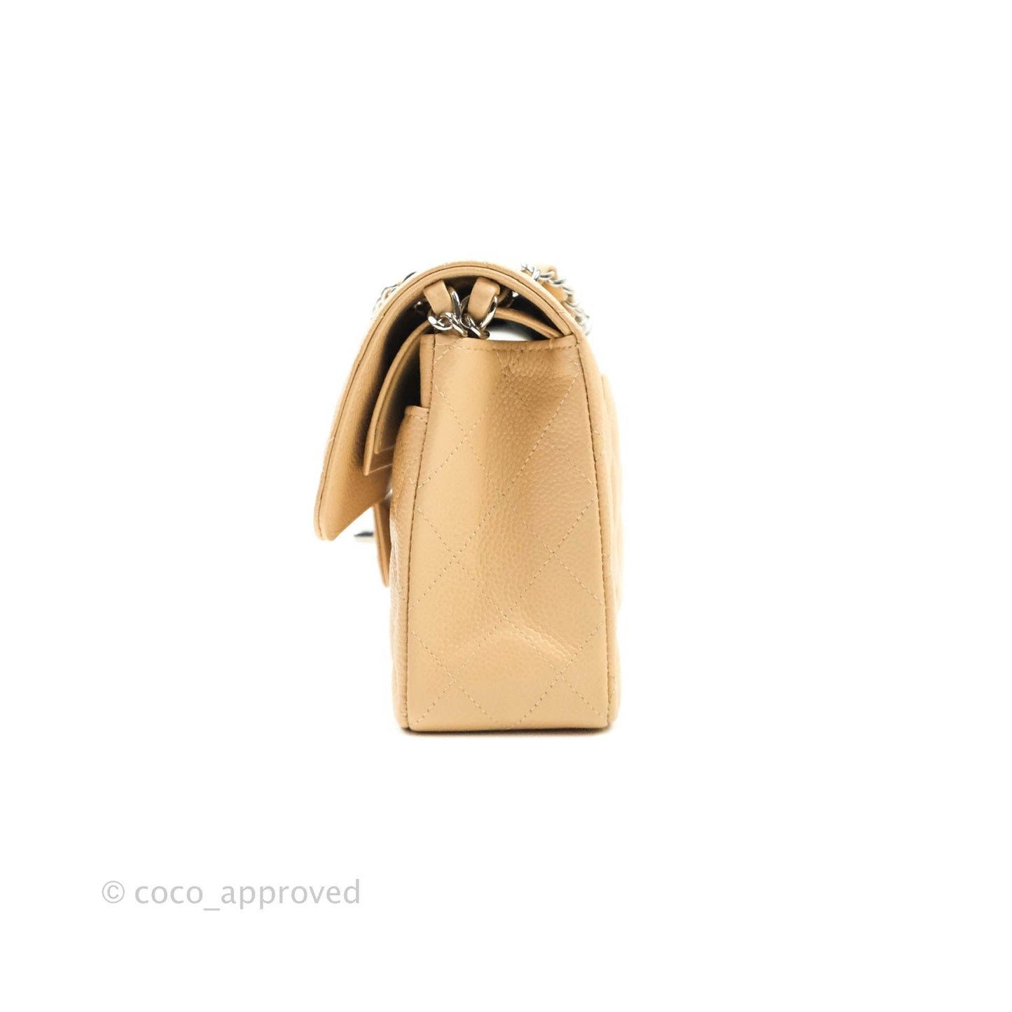 Chanel Classic Small S/M Flap Beige Caviar Silver Hardware