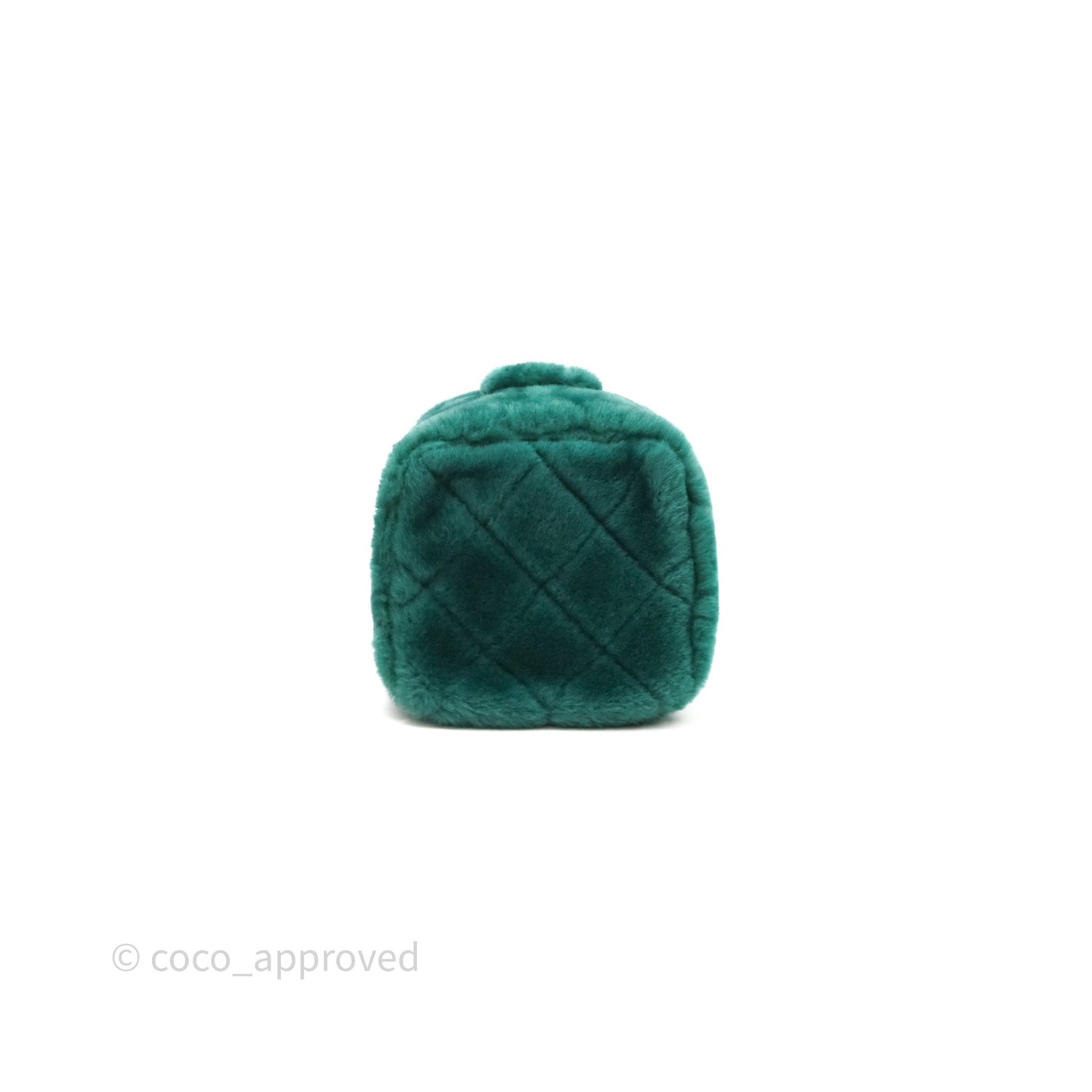 Chanel Small Vanity Case Green Shearling Aged Gold Hardware 22A