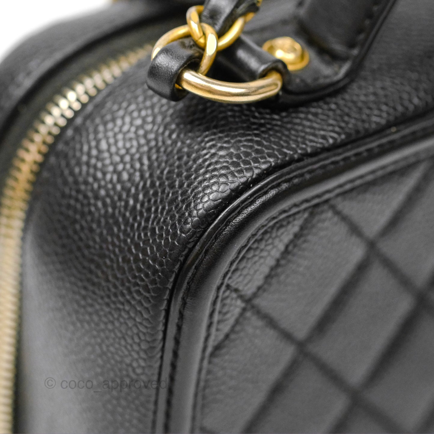 Chanel Quilted Medium CC Filigree Vanity Case Black Caviar Gold Hardware
