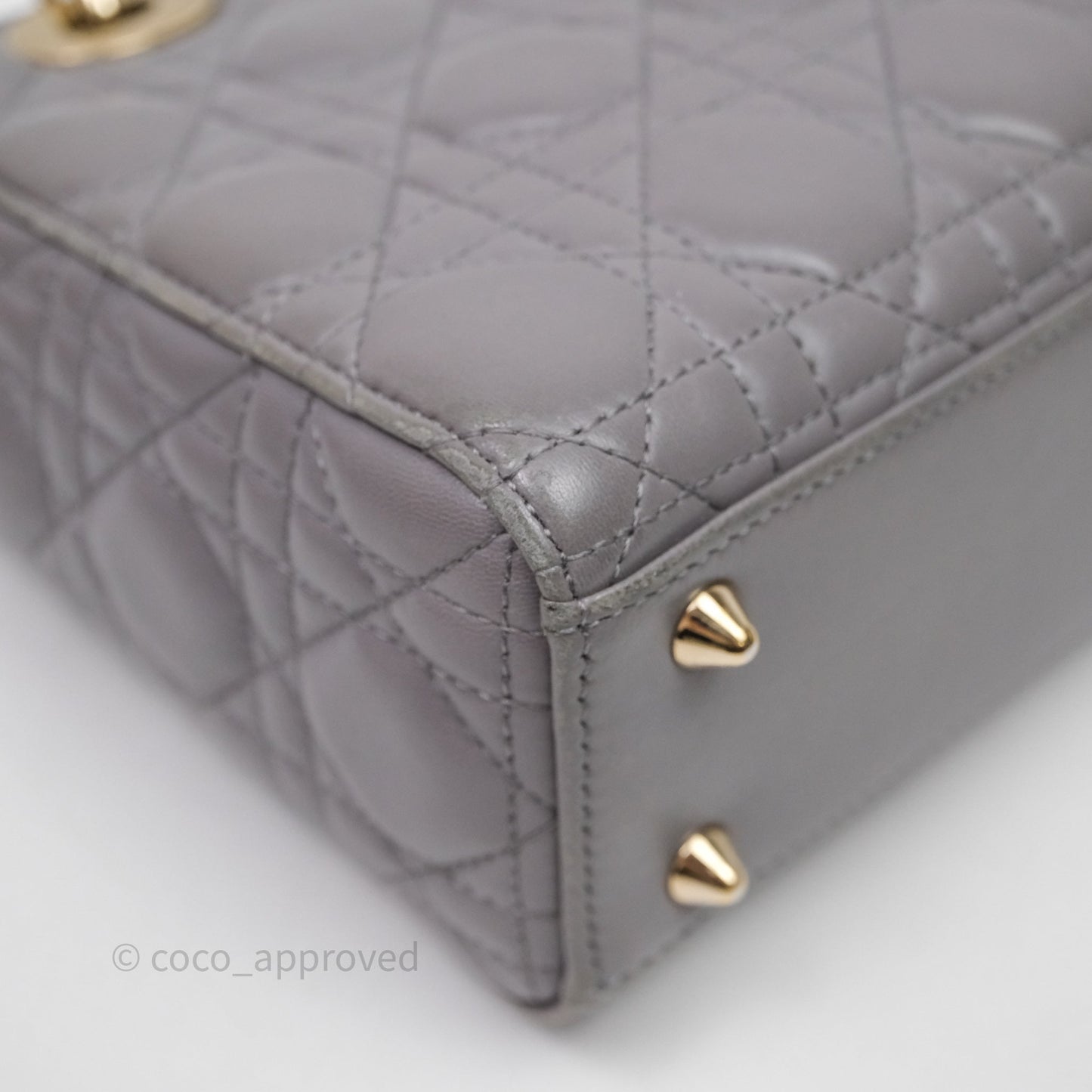 Christian Dior Small Lady Dior My ABCDior Bag Stone Gray Cannage Lambskin