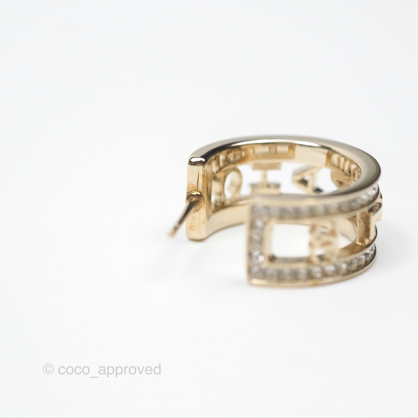 Chanel Logo Crystal Hoop Earrings Gold Hardware 21V