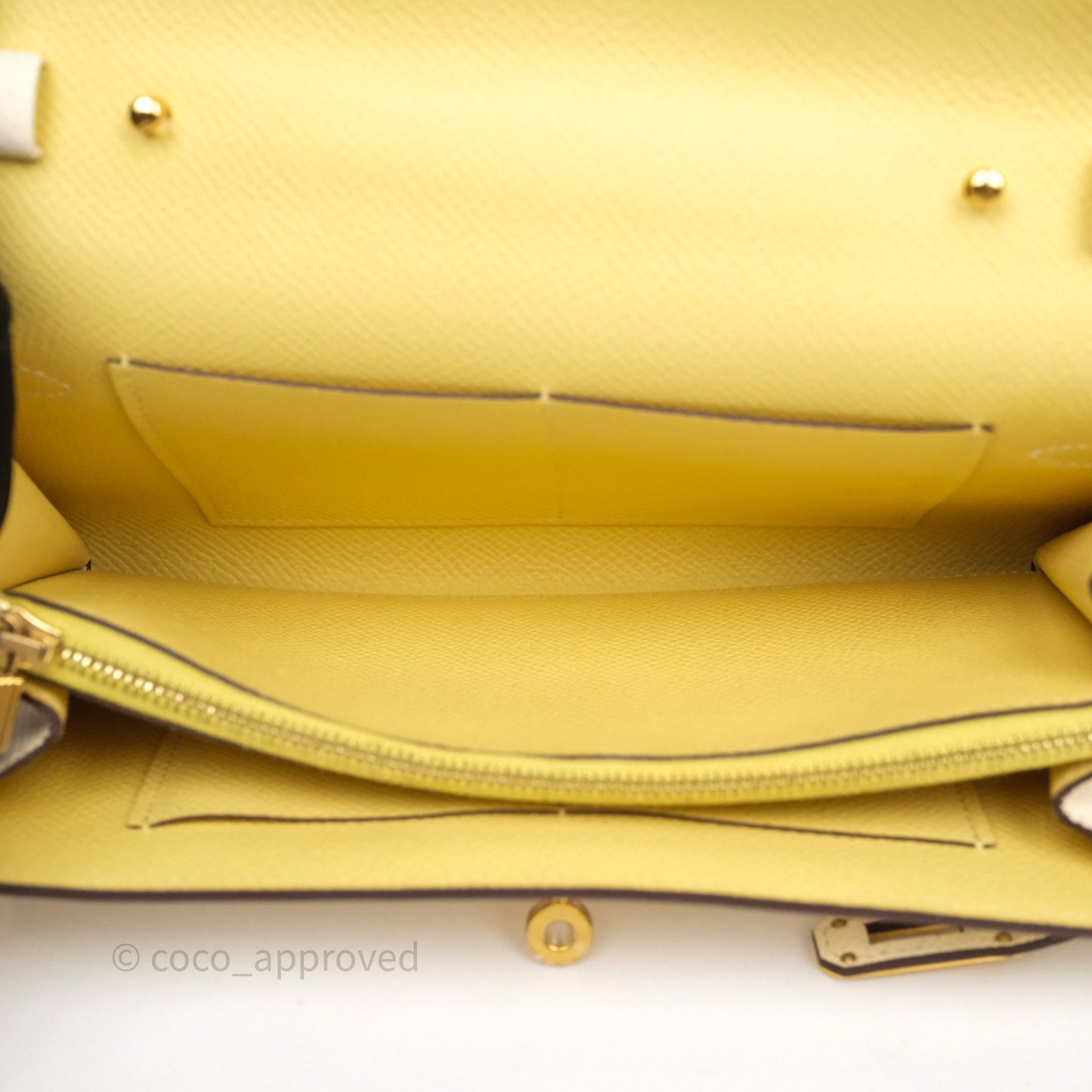 Hermès Kelly To Go Wallet Nata I2/ Jaune Poussin 1Z Epsom Gold Hardware