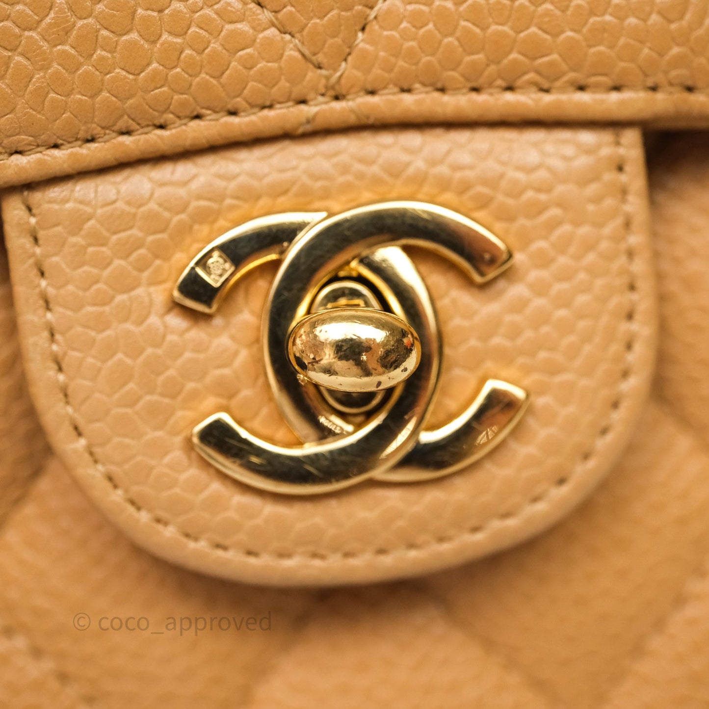 Chanel Vintage Mini Square Beige Caviar Gold Hardware