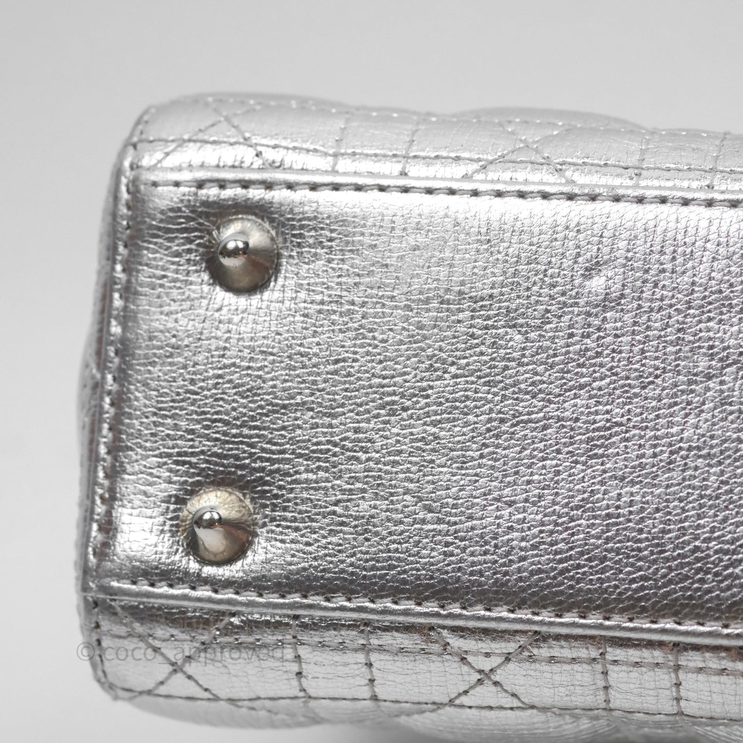 Christian Dior Small Lady Dior My ABCDior Silver Metallic Grained Calfskin Cannage