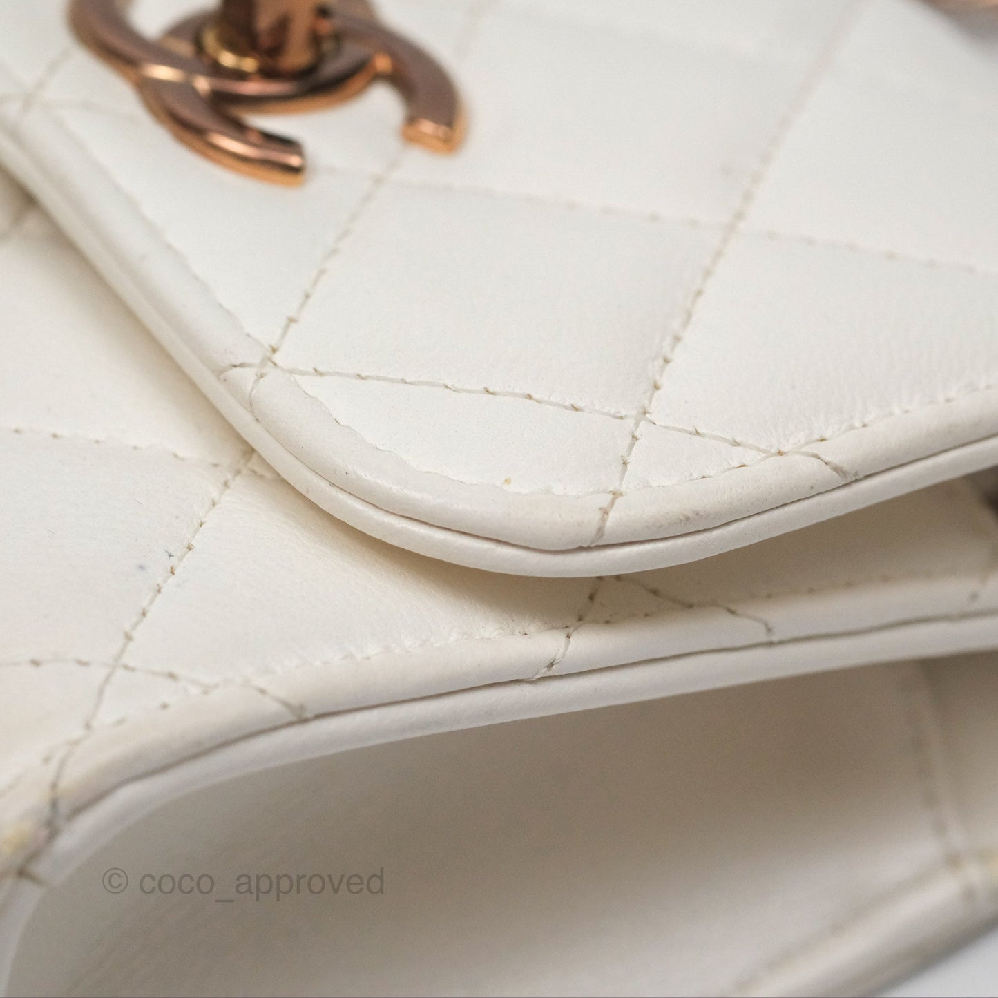 Chanel Mini Quilted Trendy CC Clutch With Chain White Lambskin Rose Gold Hardware