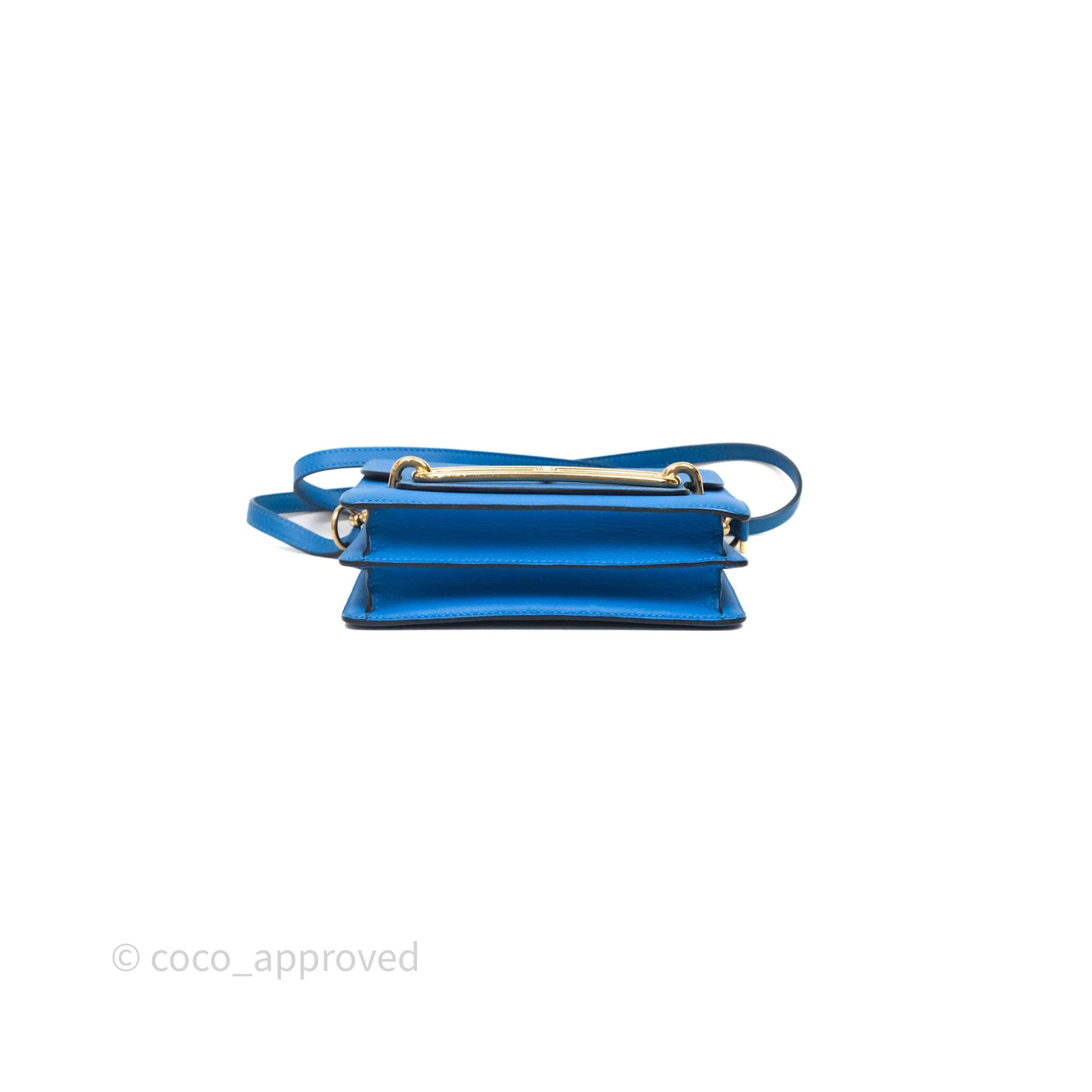 Hermès Roulis Mini 18 Bleu Zanzibar B3 Evercolor Gold Hardware