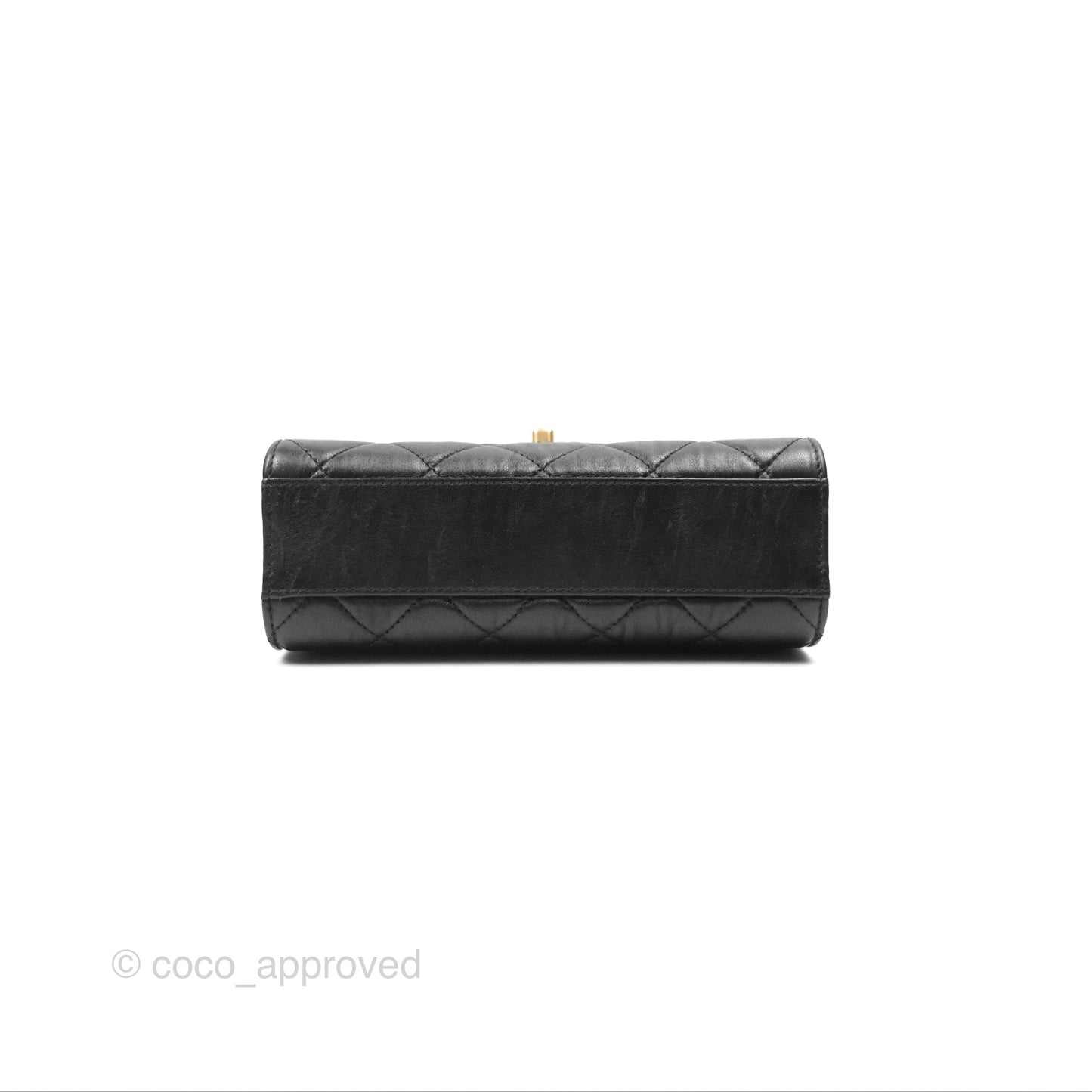 Chanel Mini Wrapped Handle Flap Bag Black Crumpled Lambskin Aged Gold Hardware 21S