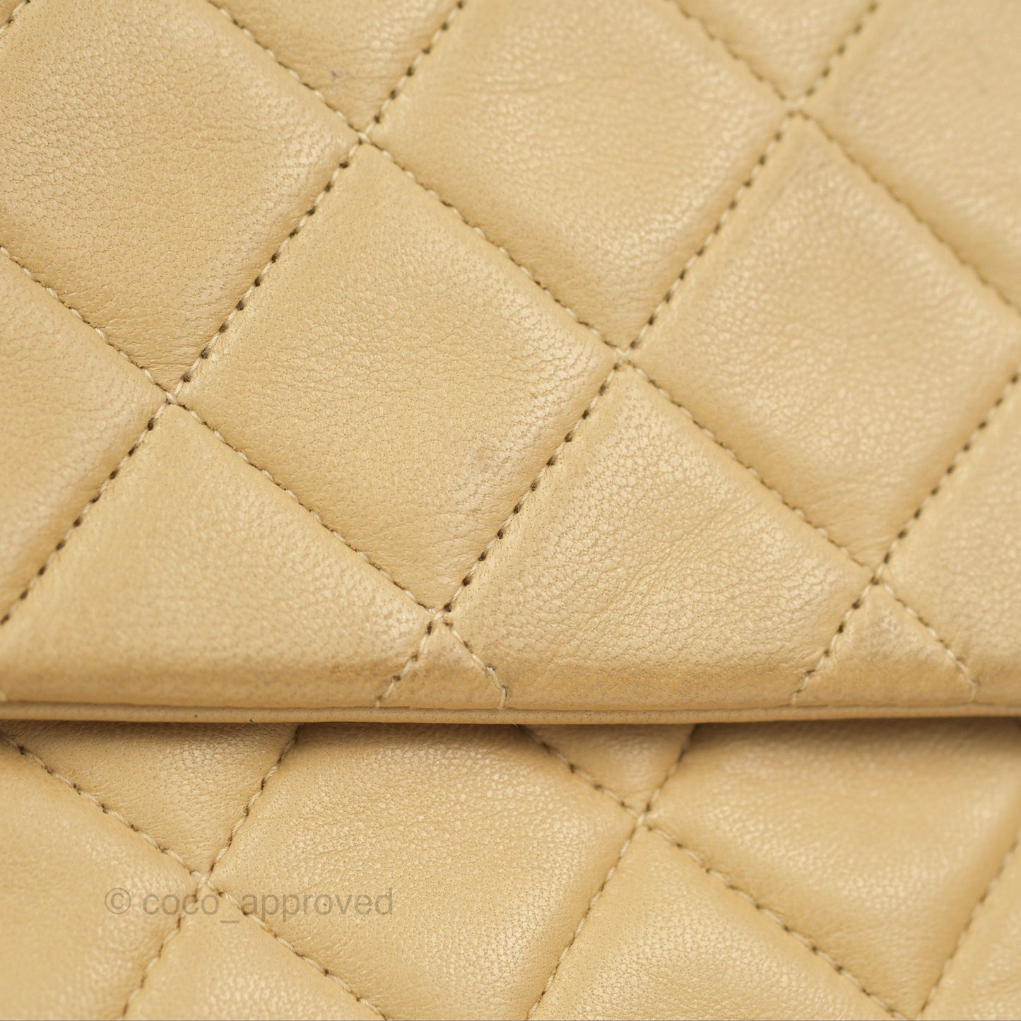 Chanel Vintage Medium Classic Flap Beige Lambskin 24K Gold Hardware