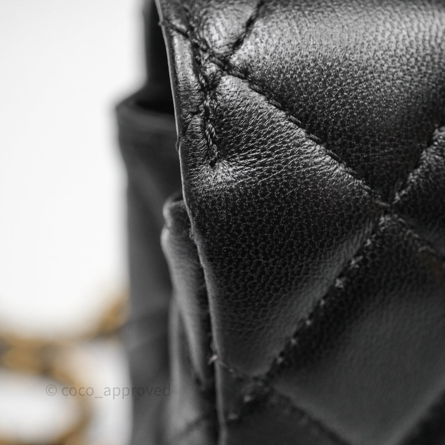 Chanel Top Handle Mini Rectangular Flap Bag Black Lambskin Aged Gold Hardware