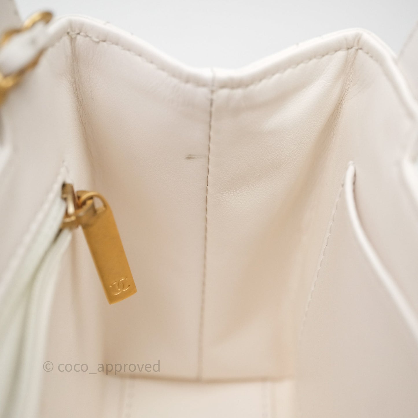 Chanel Kelly Bag Quilted White Lambskin Aged Gold Hardware