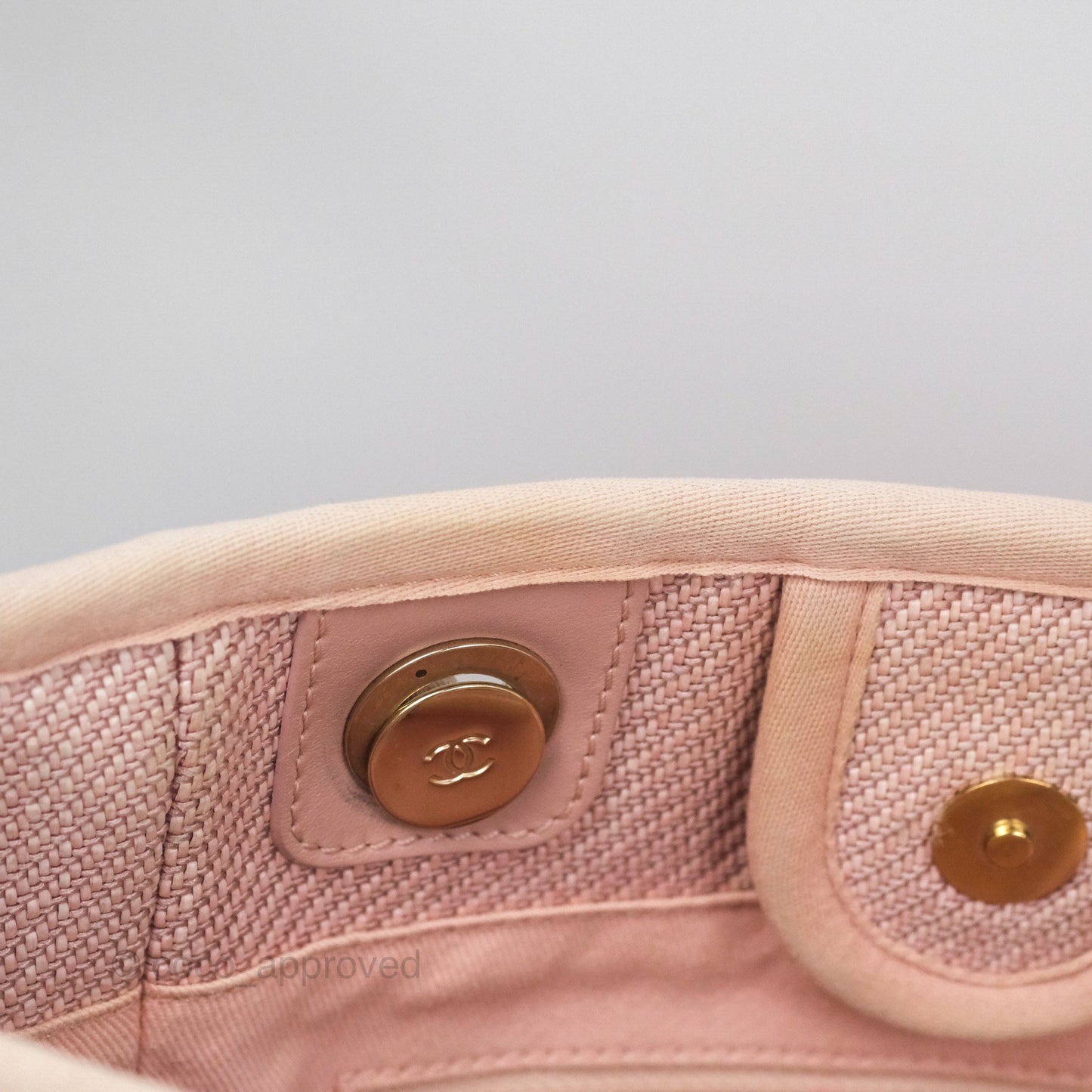 Chanel Small Vertical Deauville Canvas Pink Gold Hardware