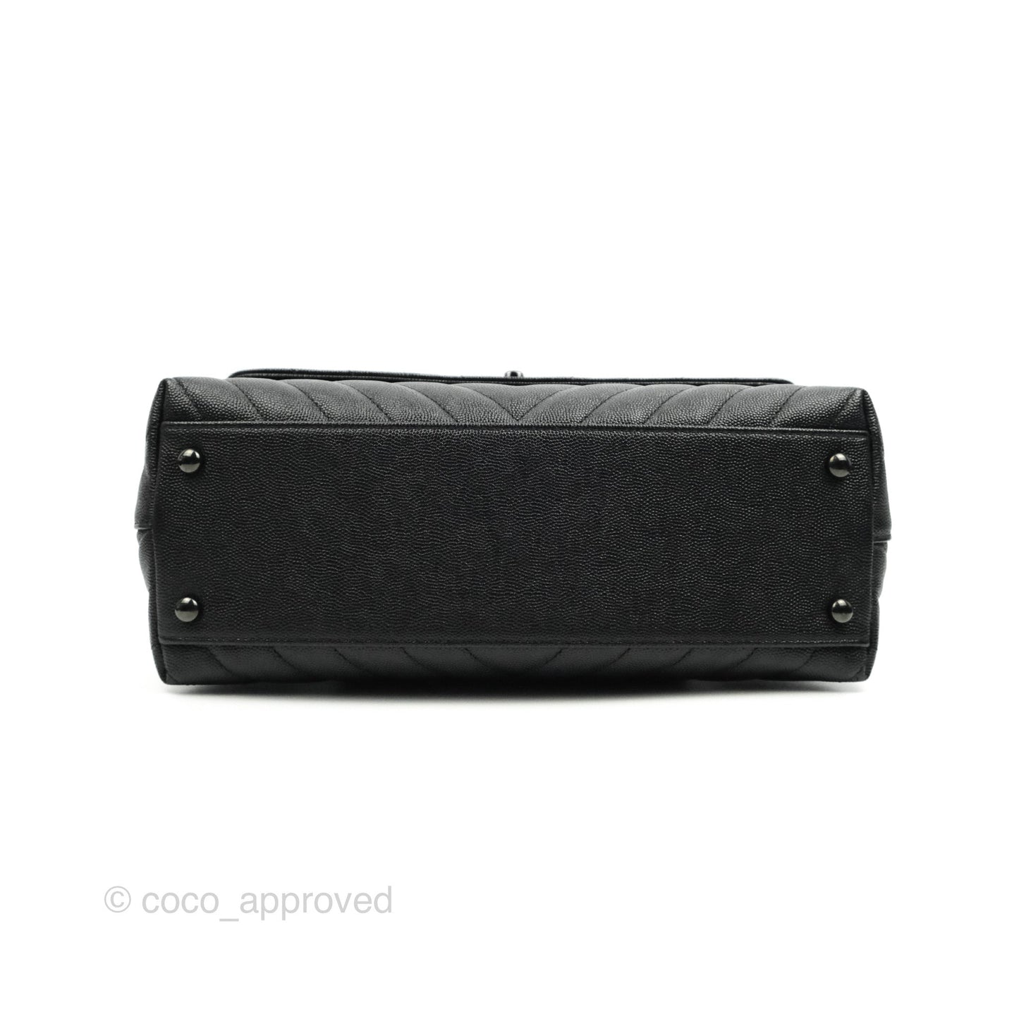 Chanel Small (Medium) Coco Handle Chevron So Black Caviar