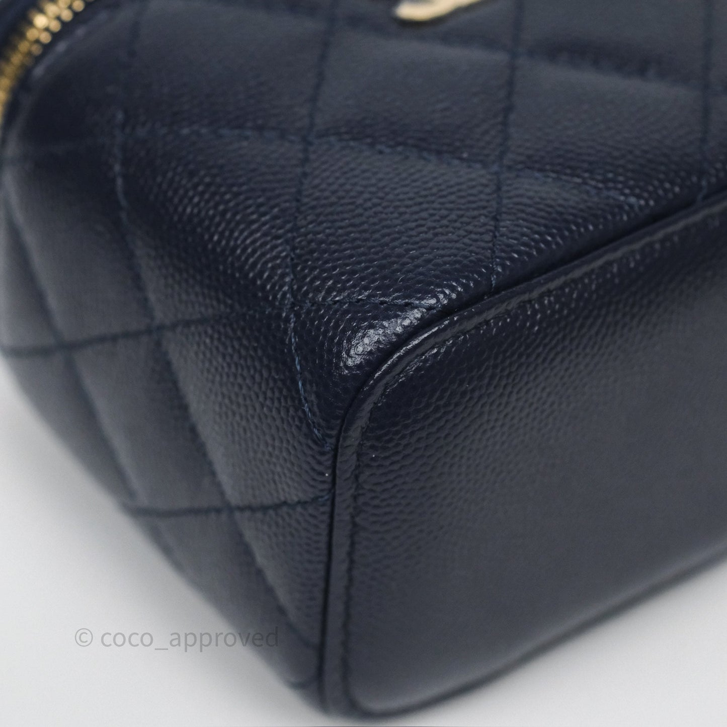 Chanel Mini Vanity With Chain Navy Caviar Gold Hardware