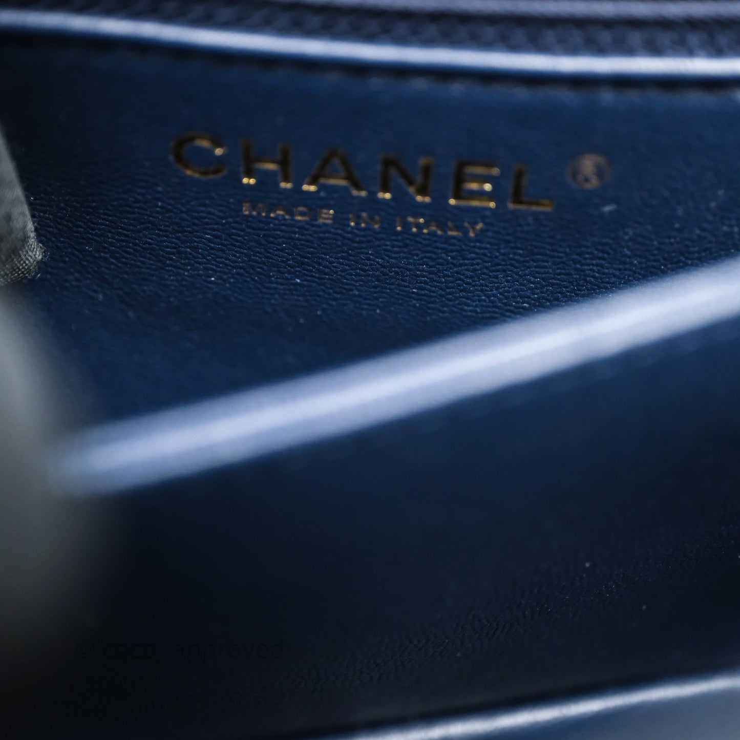 Chanel Small Coco Handle Navy Caviar Light Gold Hardware