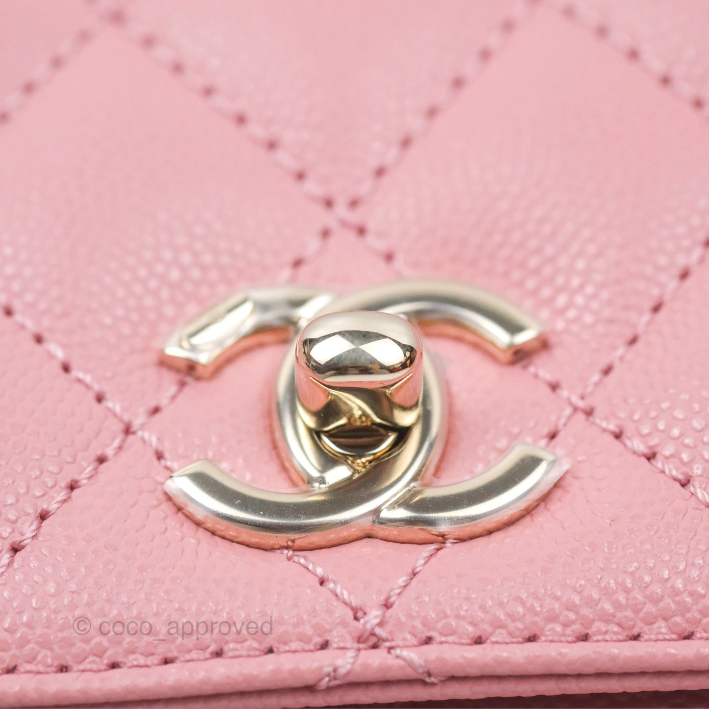 Chanel Mini Coco Handle Quilted Pink Caviar Gold Hardware