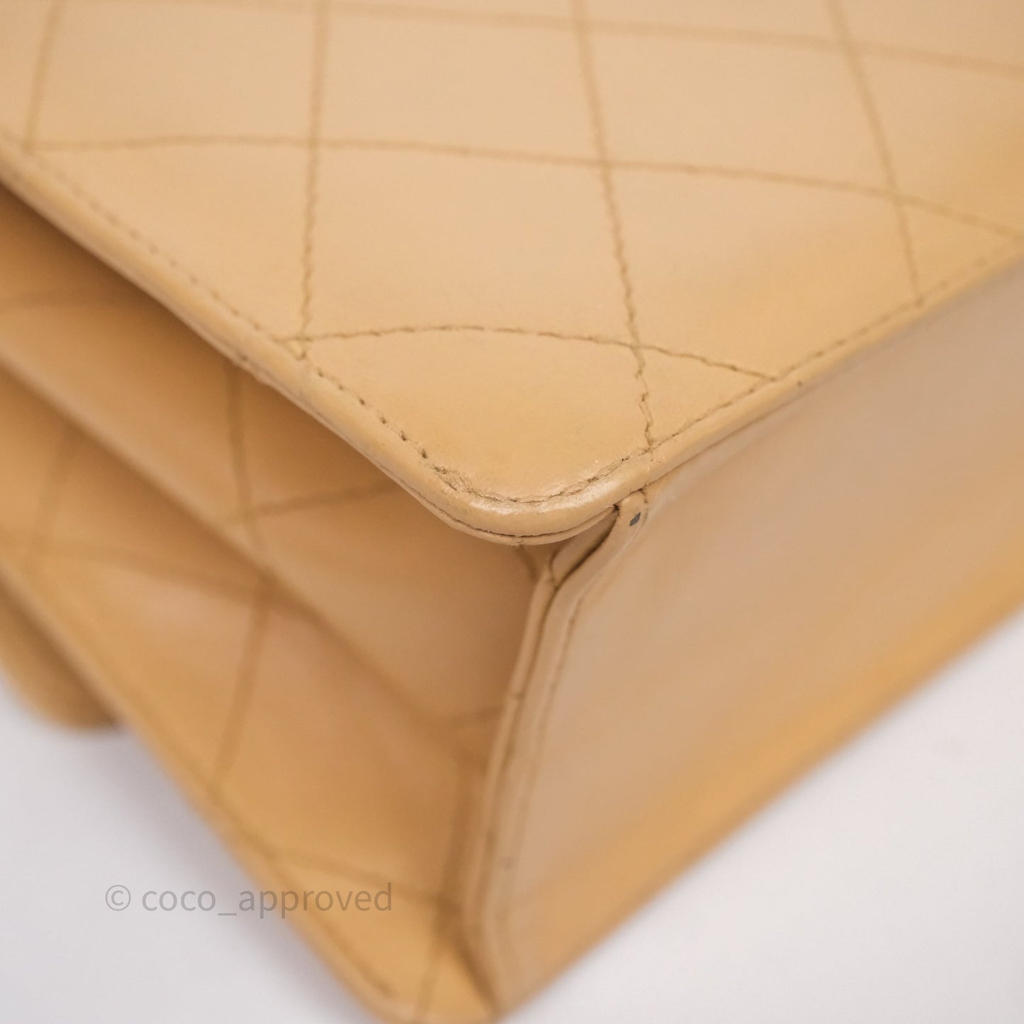 Chanel Vintage Quilted Kelly Shoulder Bag Beige Silver Hardware