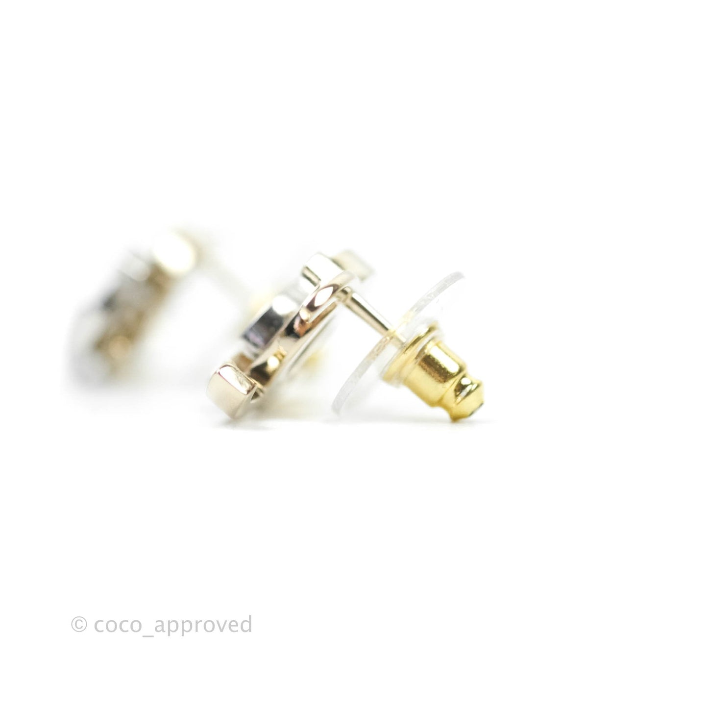 Chanel Double Crystal CC Earrings Silver & Gold Tone 21A