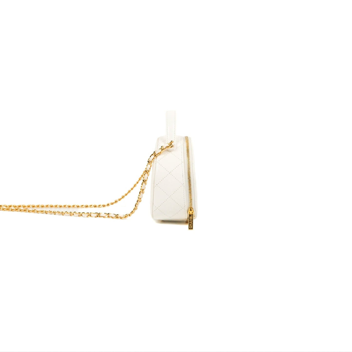 Chanel Small Clutch With Chain White Lambskin Gold Hardware 23C