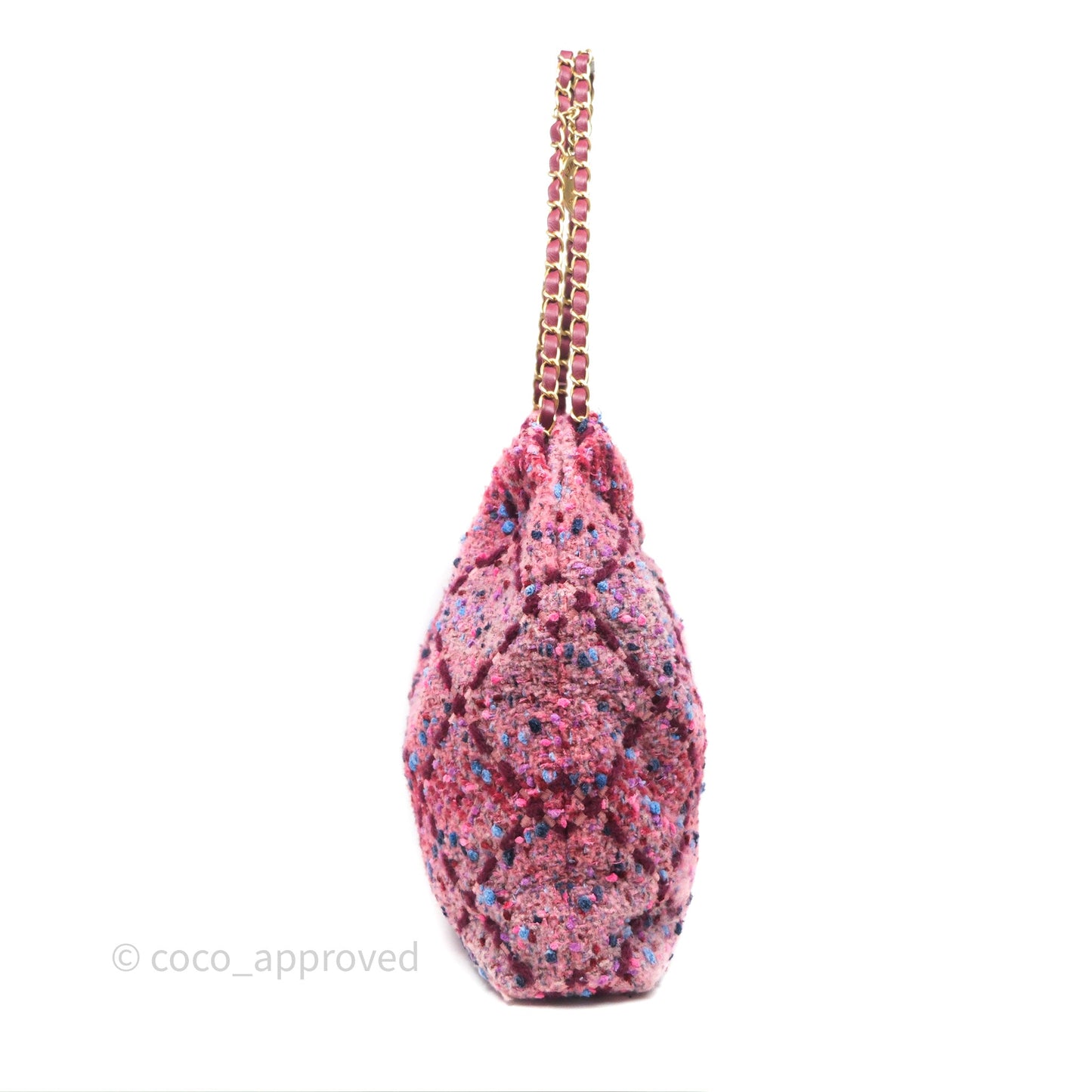 Chanel 22 Medium Tweed Pink Aged Gold Hardware