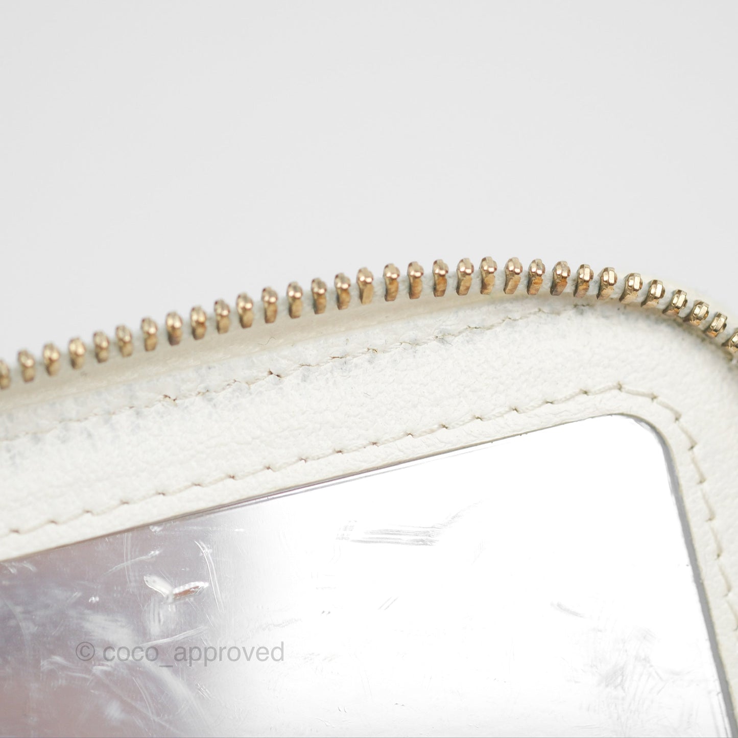 Chanel Quilted Heart Crush Mini Vanity With Chain White Caviar Aged Gold Hardware