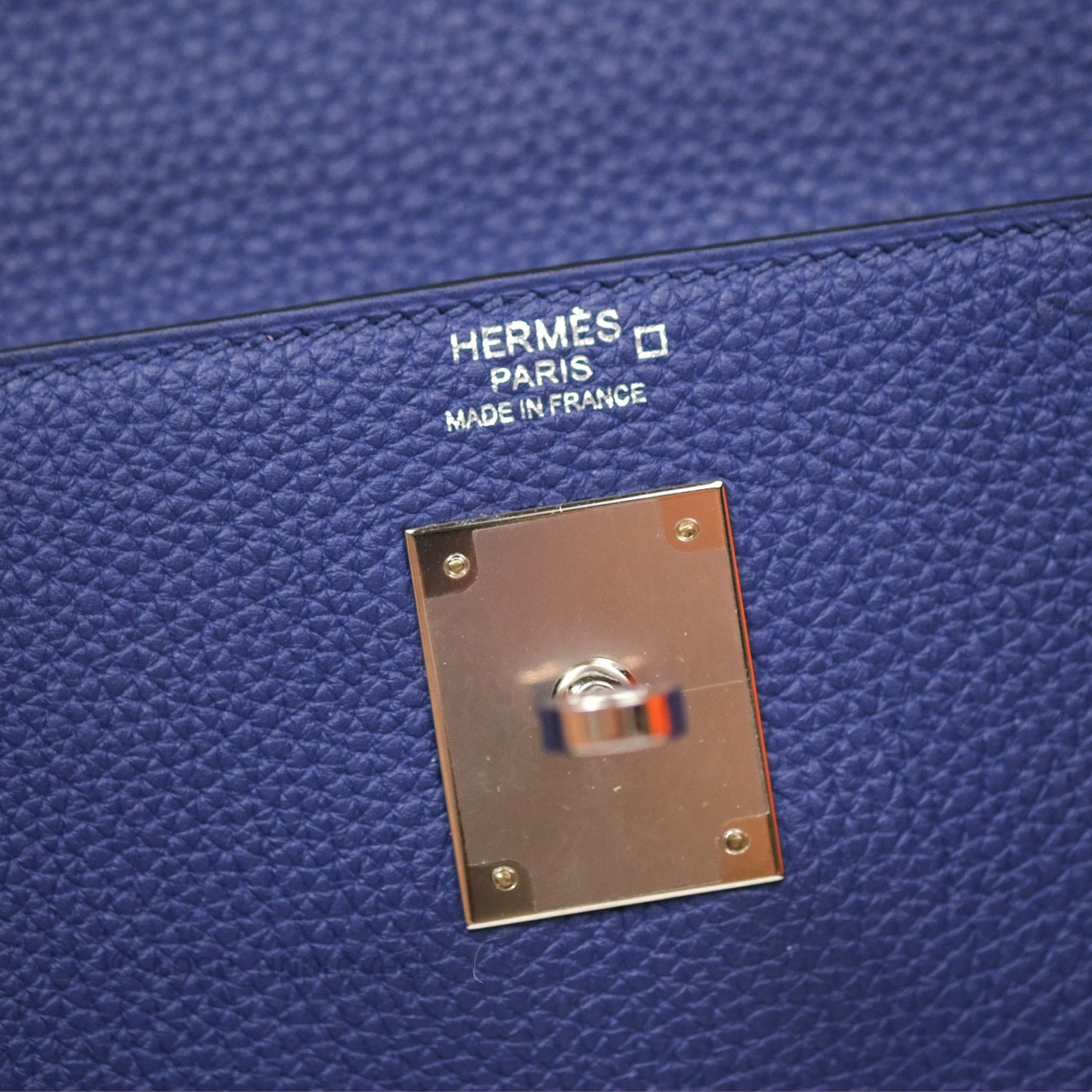 Hermès Kelly 32 Retourne Touch Bleu Encre Croc TM Palladium Hardware
