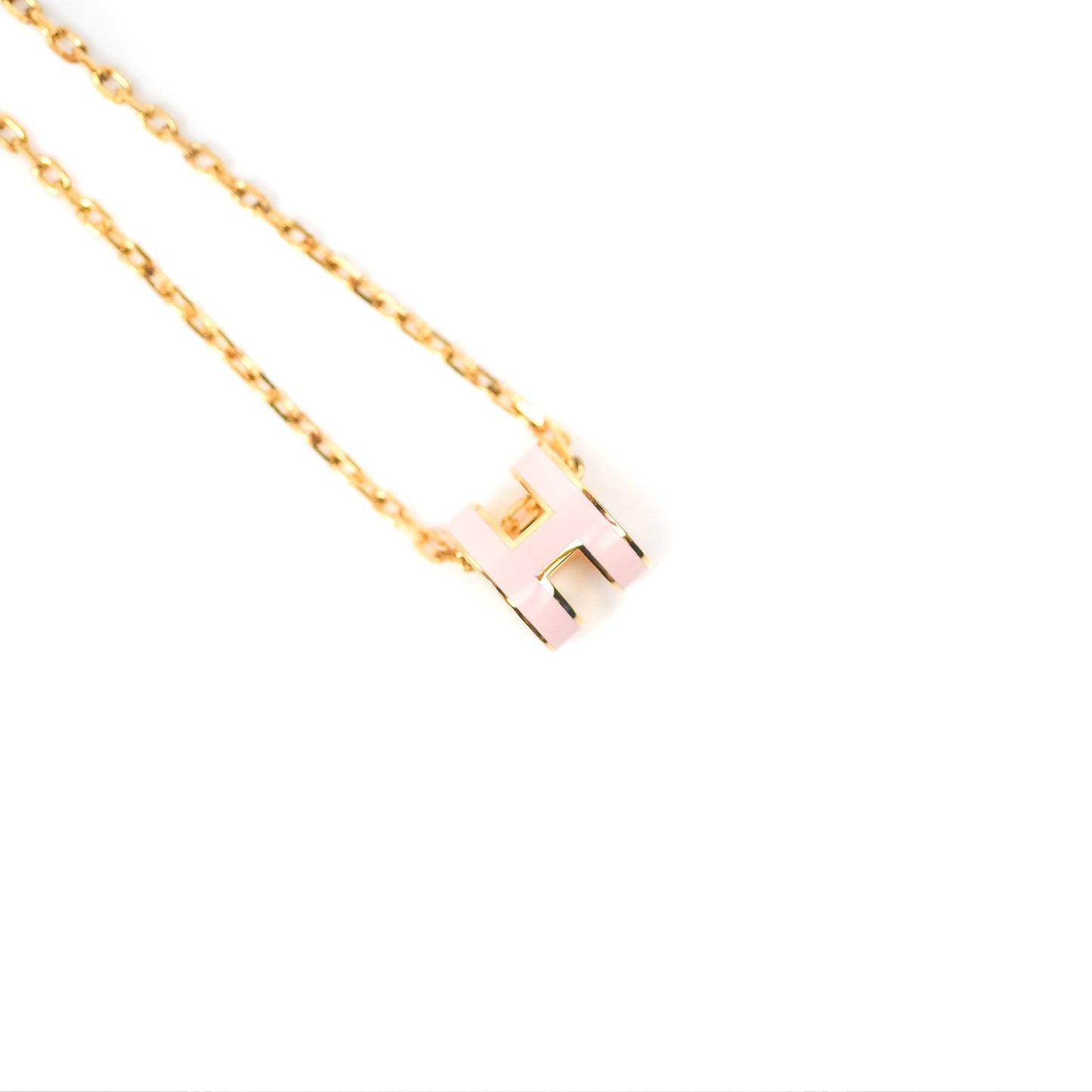 Hermès Mini Pop H Pendant Necklace Rose Dragee Gold Hardware