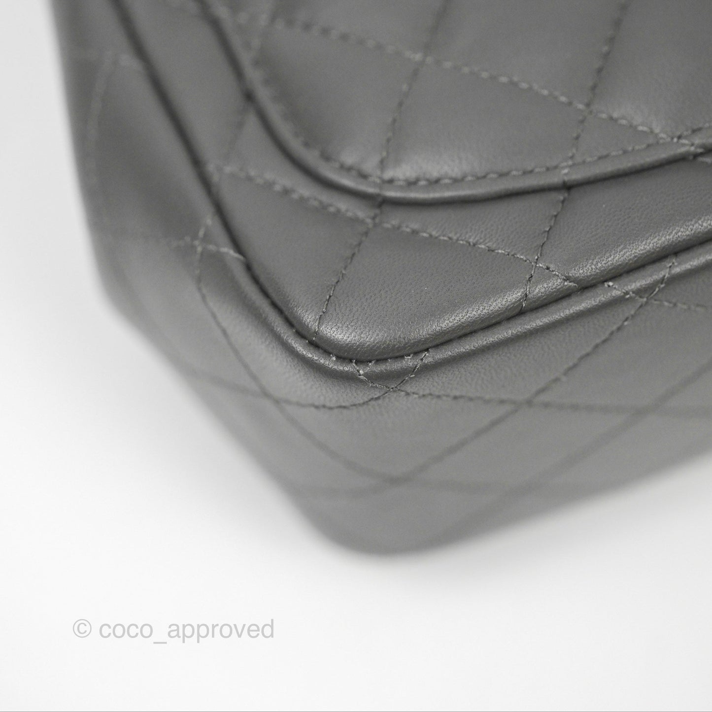 Chanel Quilted Mini Square Flap Grey Lambskin Gold Hardware