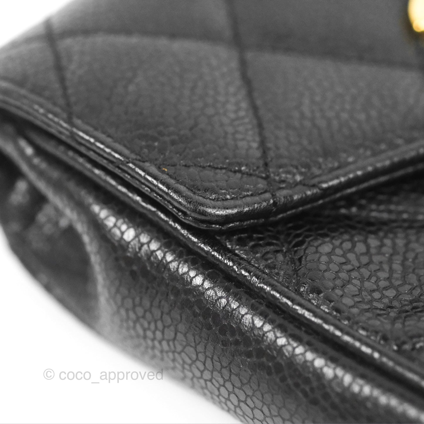 Chanel Vintage Belt Bag Quilted Black Caviar 24K Gold Hardware