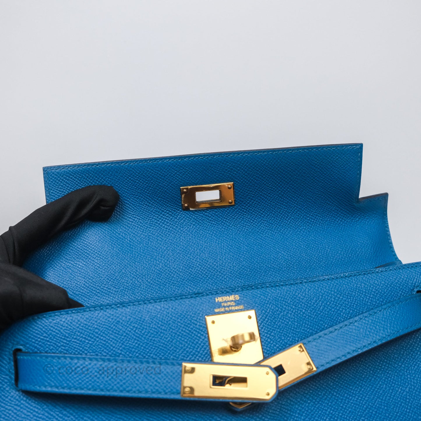 Hermès Kelly 28 Blue Epsom Gold Hardware