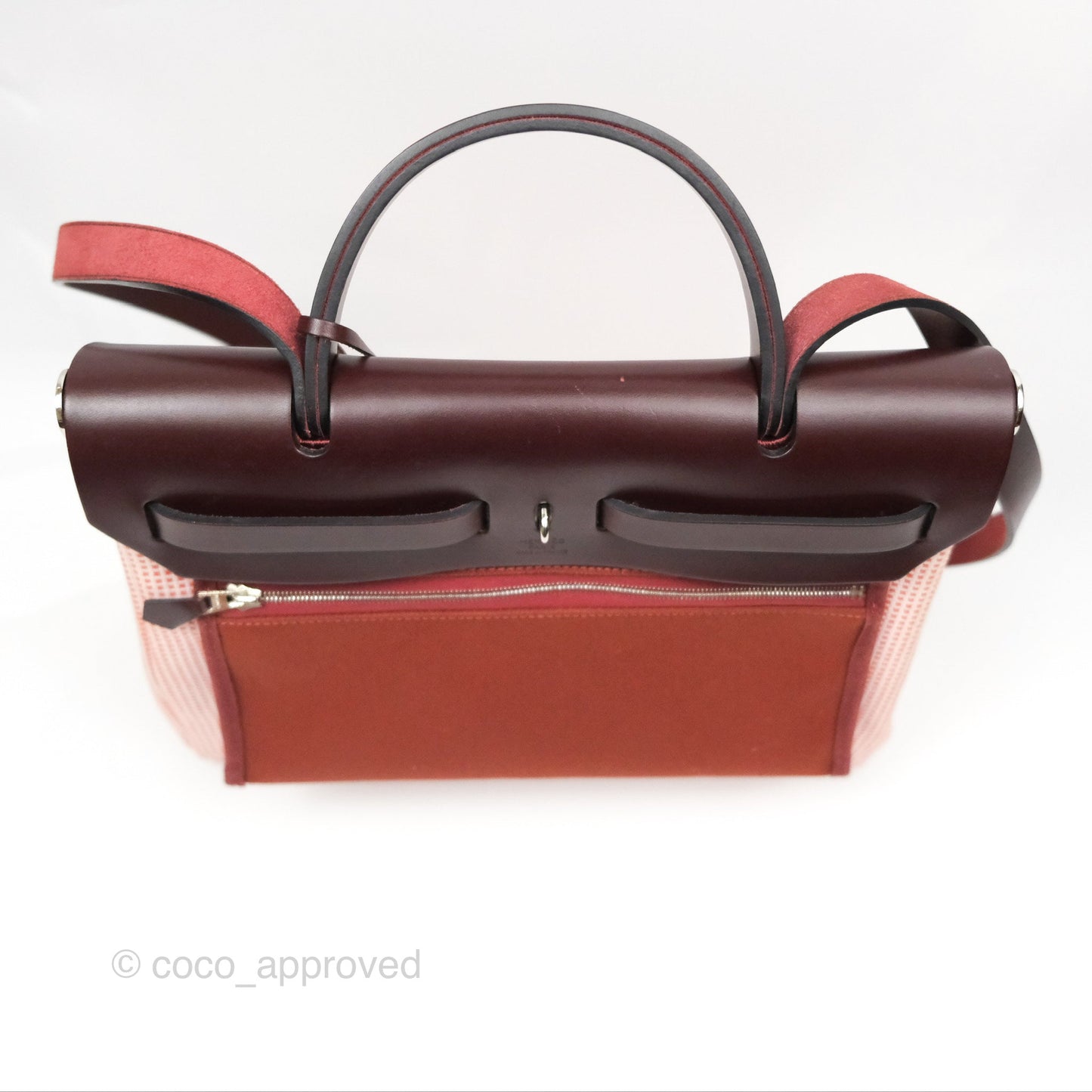 Hermès Herbag Retourne Zip 31 Ecru/Brique/Mauve Pale/Rouge Sellier Canvas Palladium Hardware