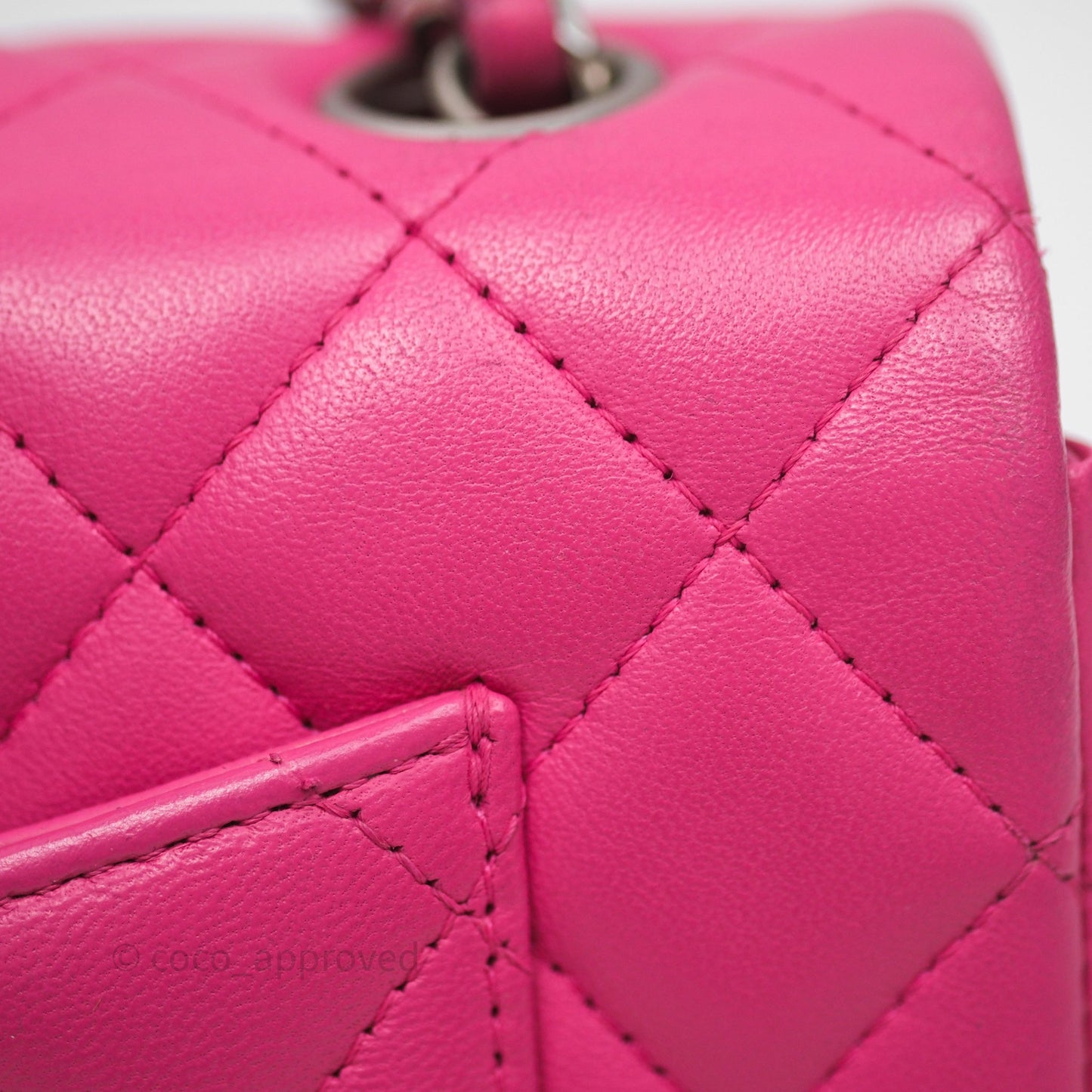 Chanel Mini Rectangular Quilted Dark Pink Lambskin Silver Hardware