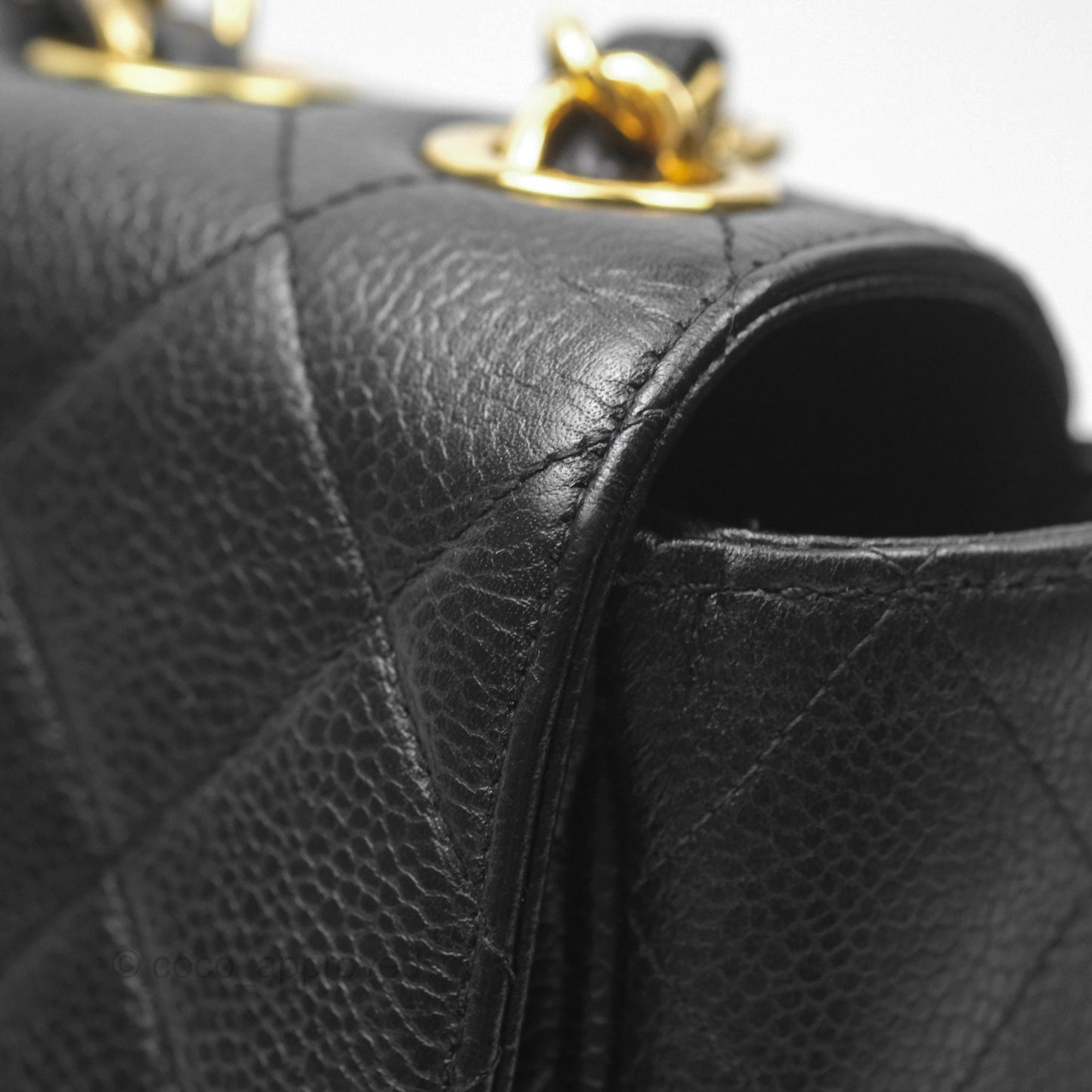 Chanel Vintage Jumbo Single Flap Black Caviar 24K Gold Hardware