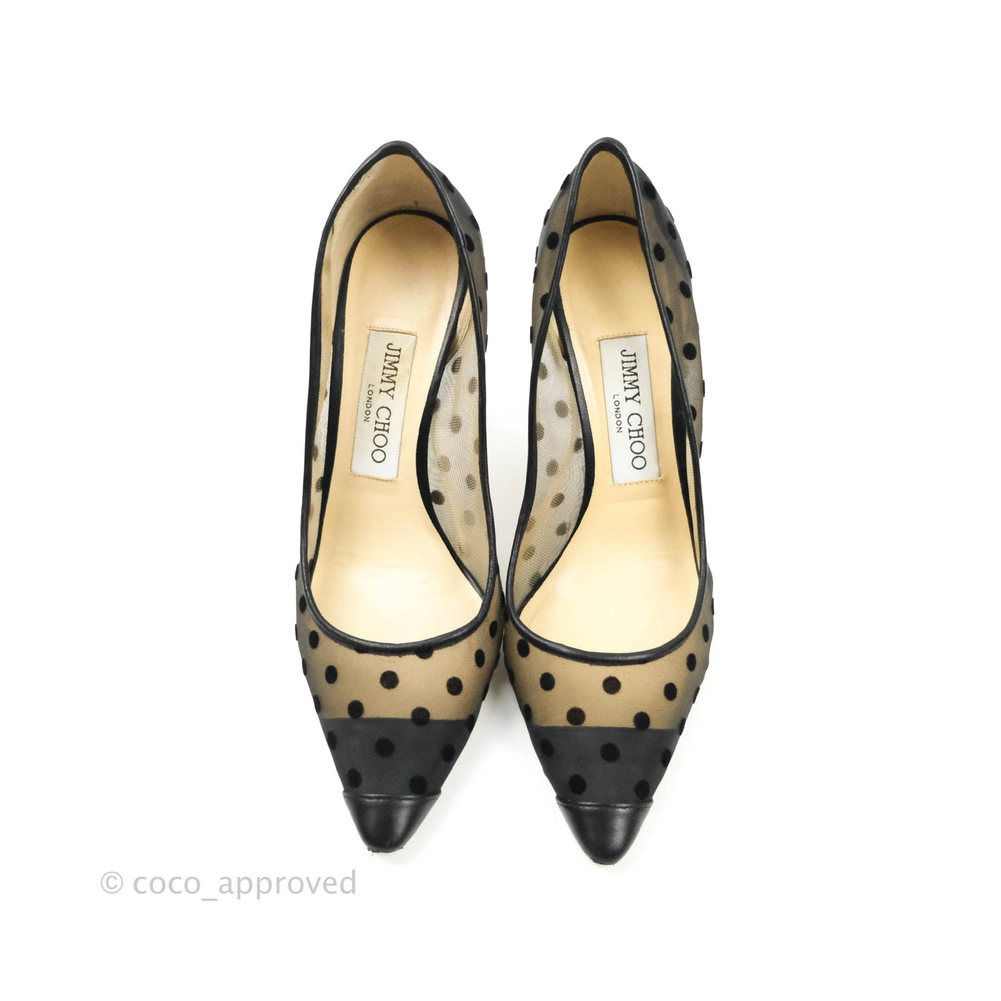 Jimmy Choo Romy 100 Polka Dot Mesh Pumps in Black