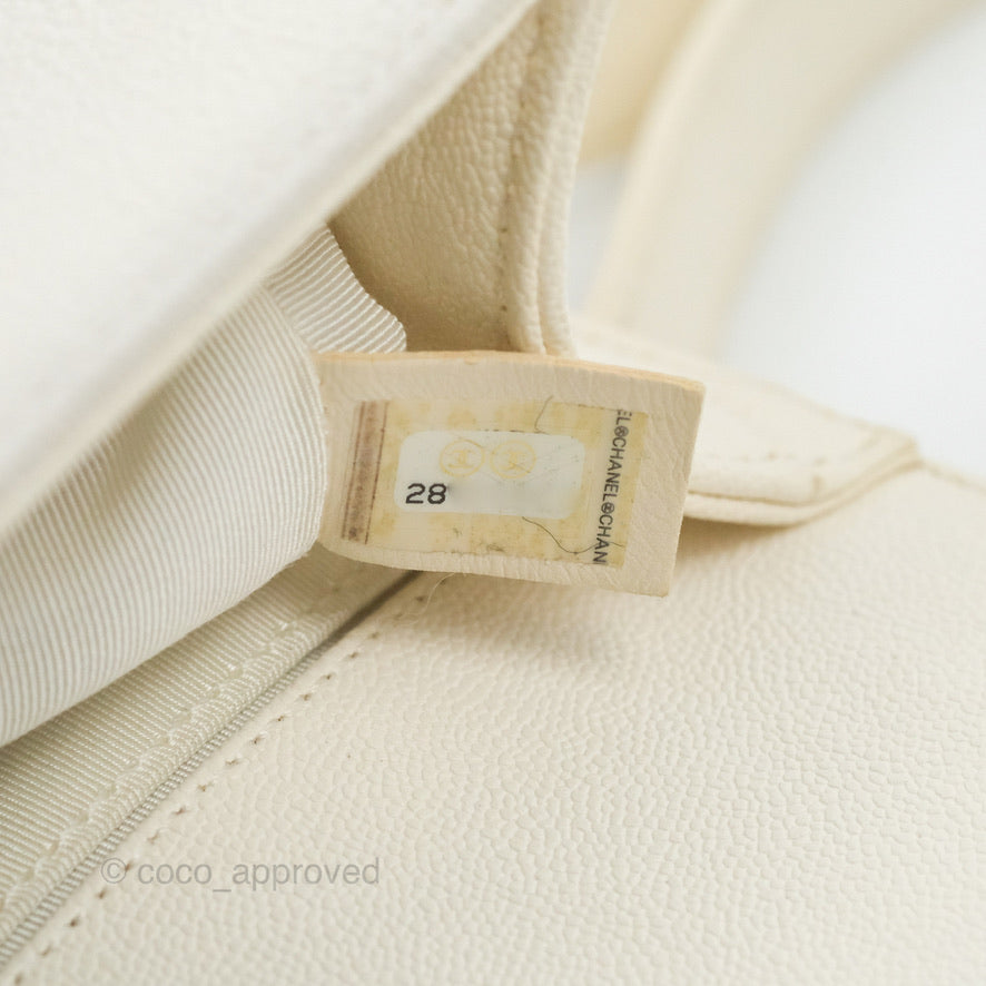 Chanel Small Boy White Caviar Gold Hardware