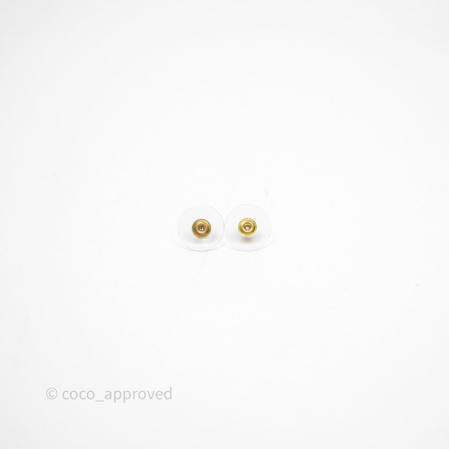 Chanel CC Coco Round Pearl Drop Earrings Gold Tone 22P