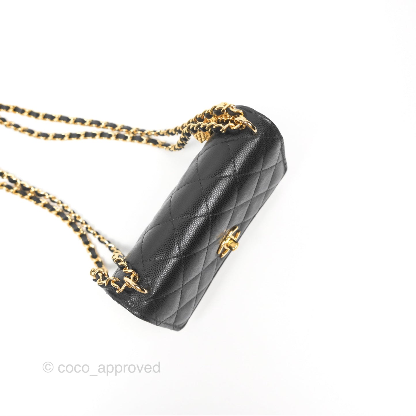 Chanel Mini WOC Bag Charm Black Caviar Gold Hardware