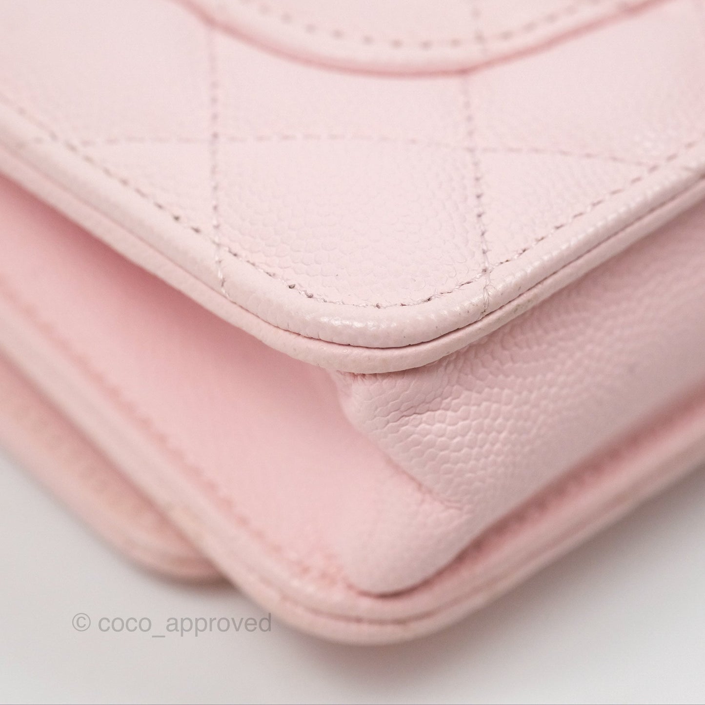 Chanel Quilted Classic Wallet on Chain WOC Pink Caviar Gold Hardware