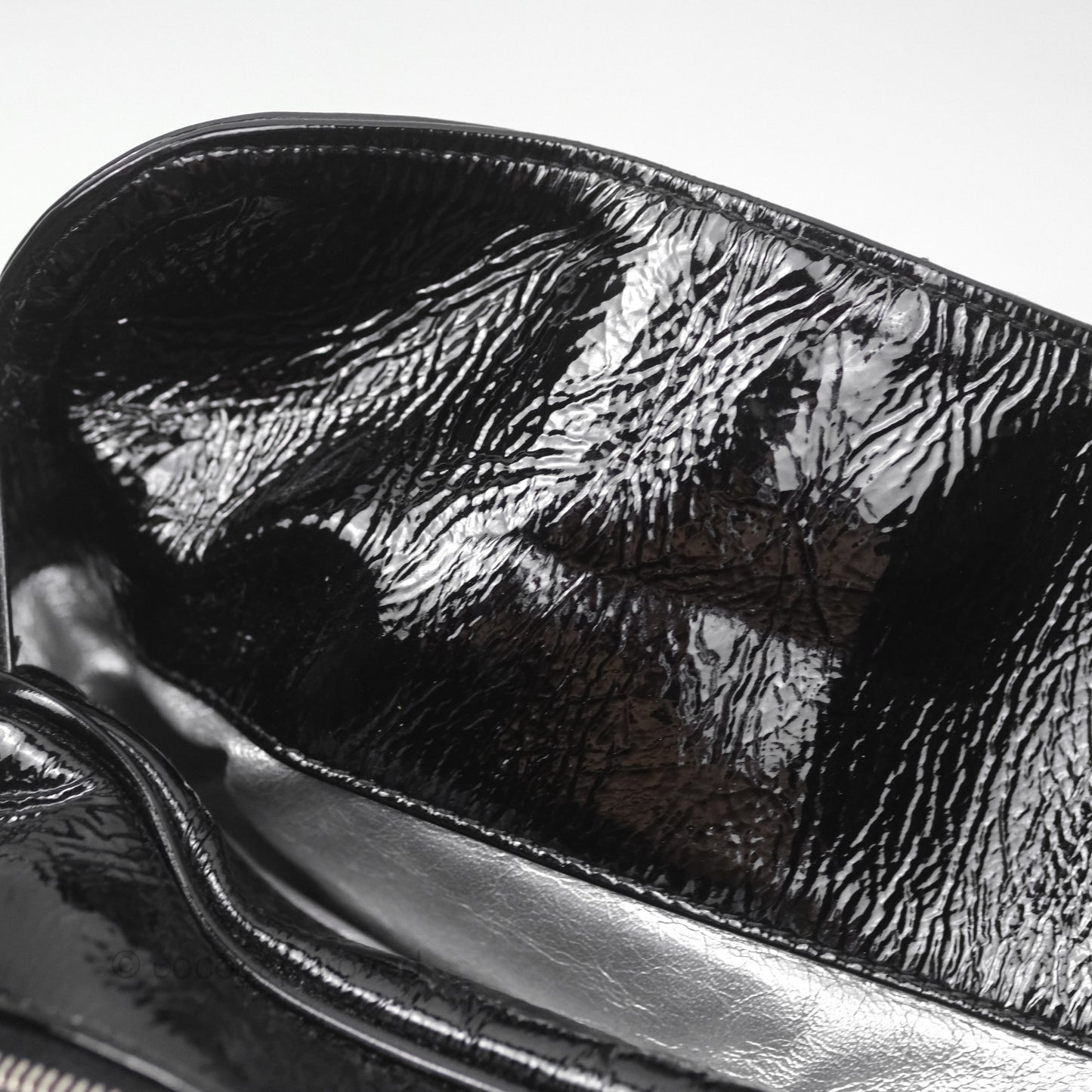 Chanel Bowling Tote Bag Black Glazed Calfskin Silver Hardware