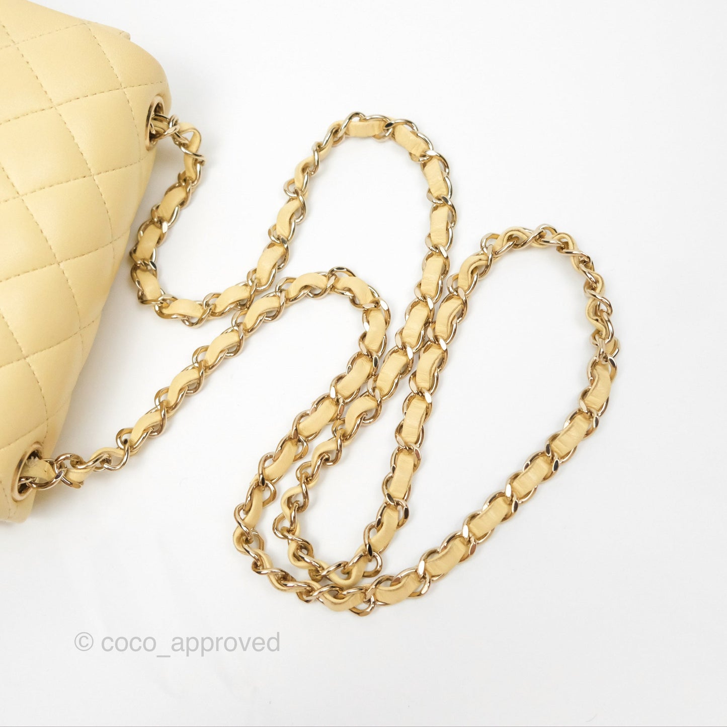 Chanel Mini Square Quilted Yellow Lambskin Gold Hardware