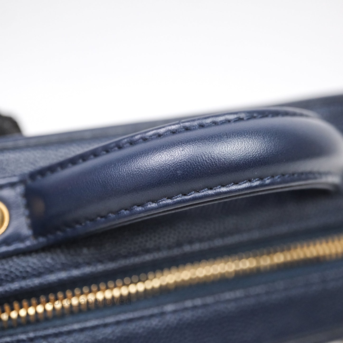 Chanel Quilted Small CC Filigree Vanity Case Navy Caviar Gold Hardware