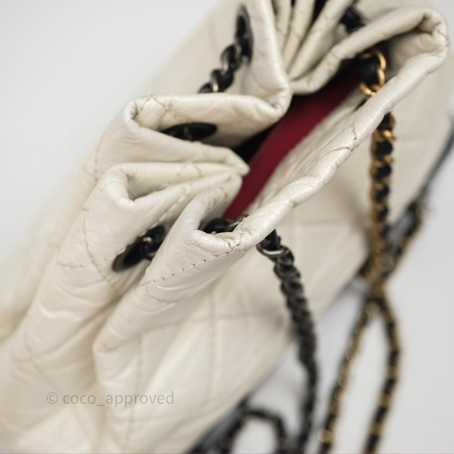 Chanel Small Gabrielle Backpack White Black Aged Calfskin