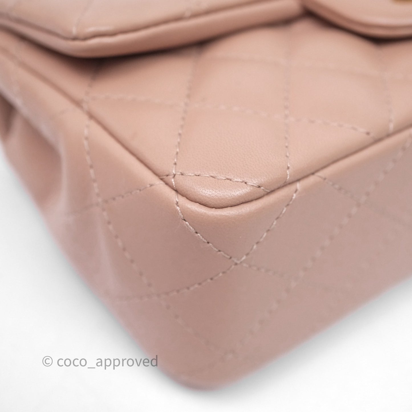 Chanel Mini Rectangular Quilted Beige Lambskin Gold Hardware