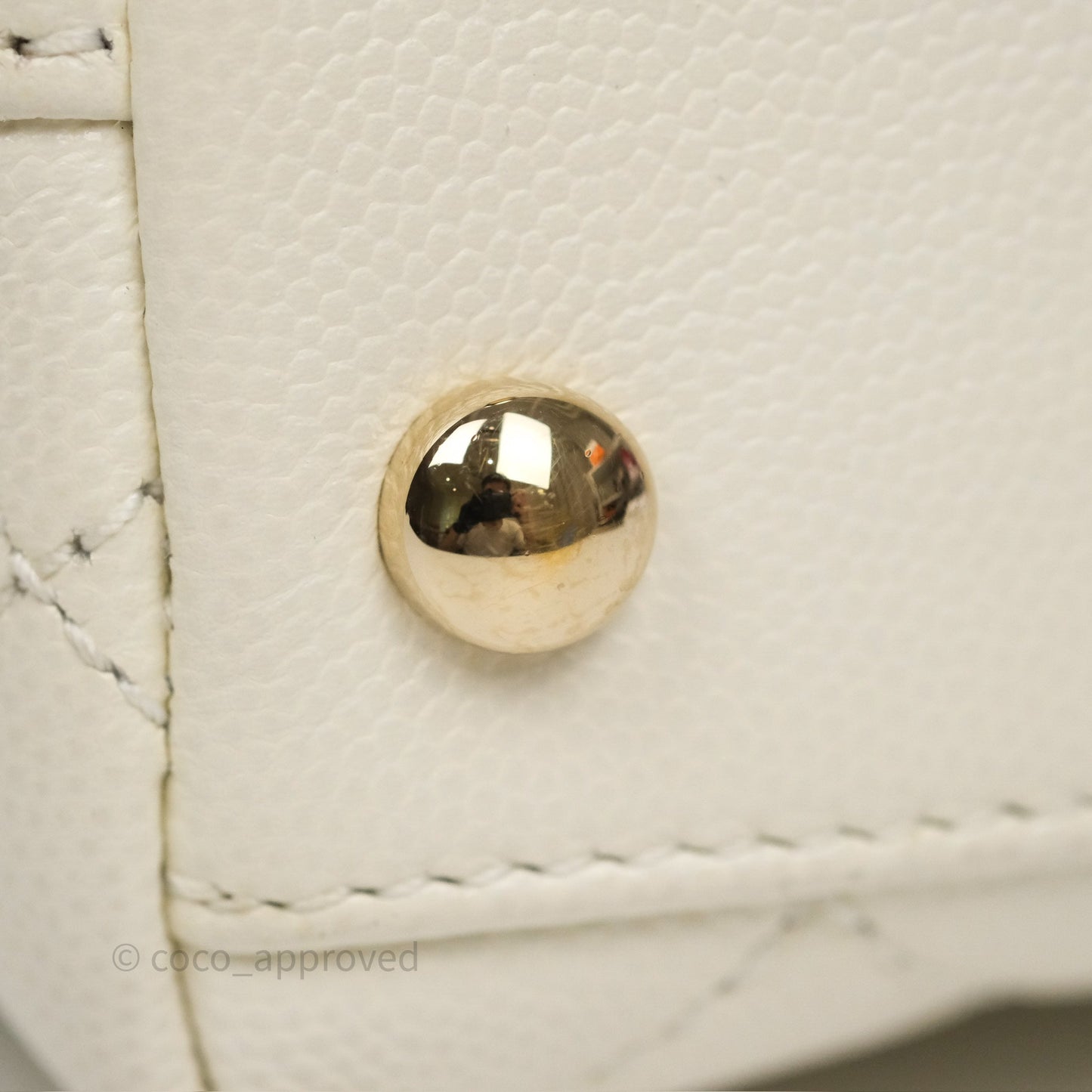 Chanel Mini Coco Handle Quilted Ivory White Caviar Gold Hardware