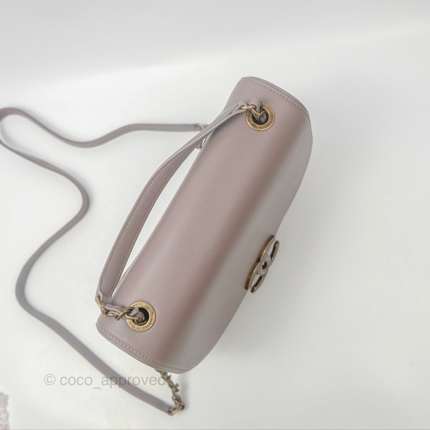 Chanel Coco Curve Flap Burnished Lilac Grey Calfskin Goatskin Antique Gold Hardware