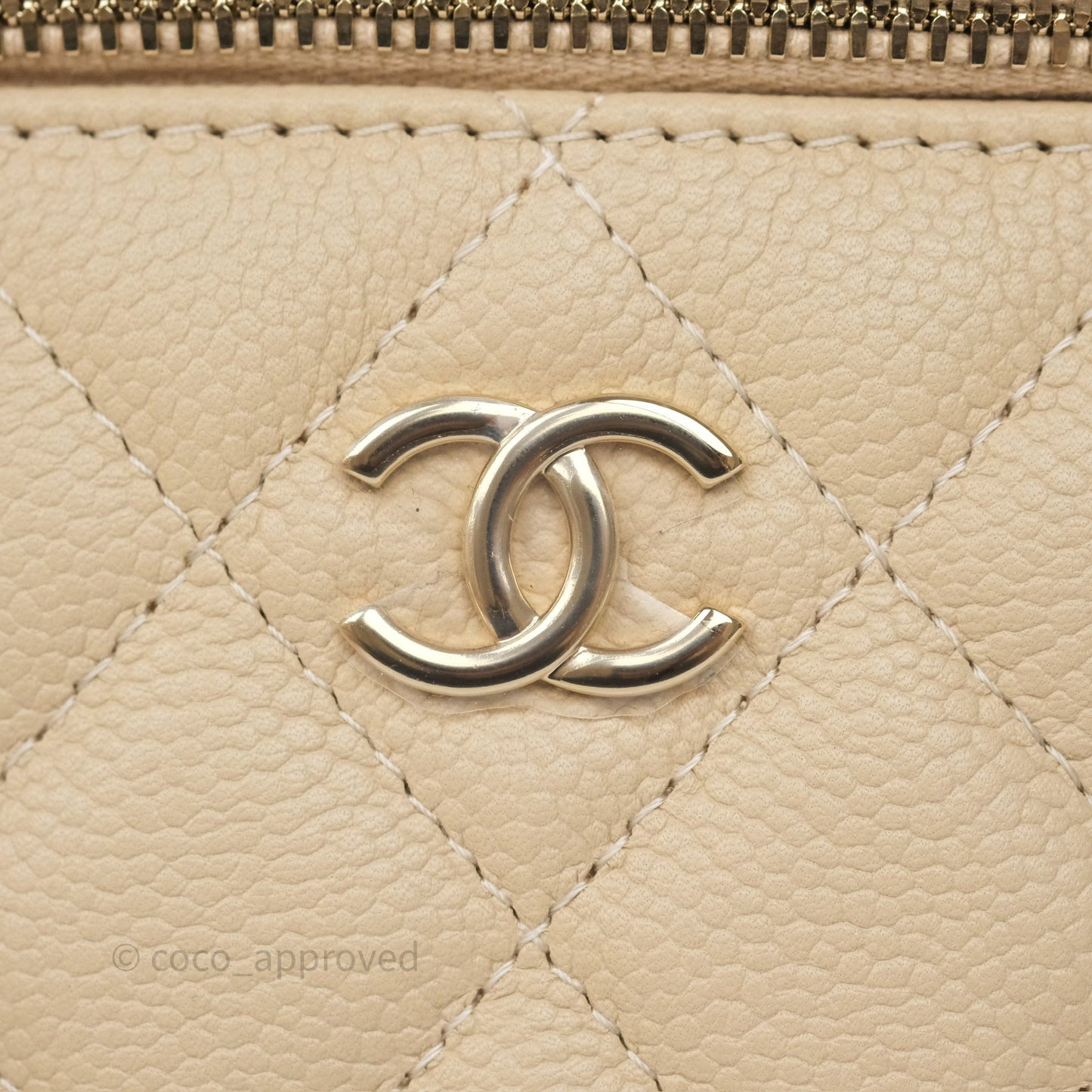 Chanel Mini Vanity With CC Chain Beige Caviar Gold Hardware