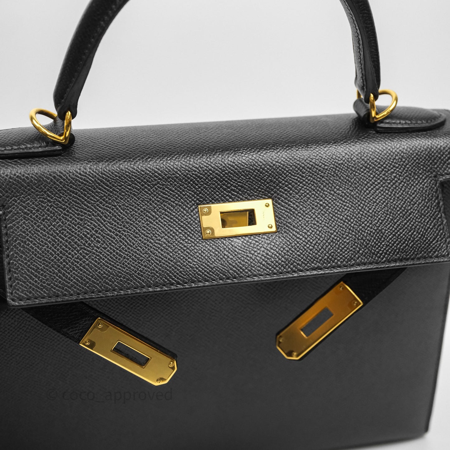 Hermès Kelly 28 Sellier Black Noir 89 Epsom Gold Hardware