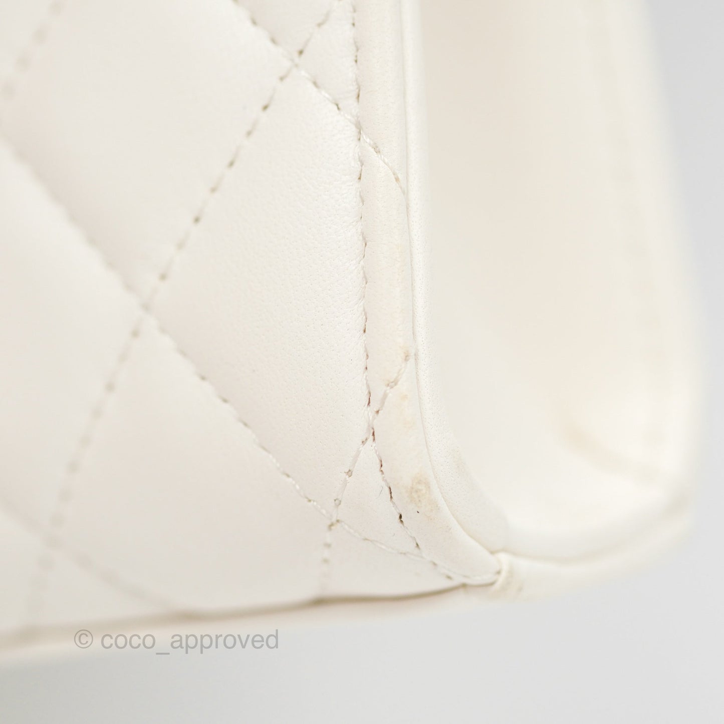 Chanel Quilted Pearl Crush Phone Holder With Chain White Lambskin