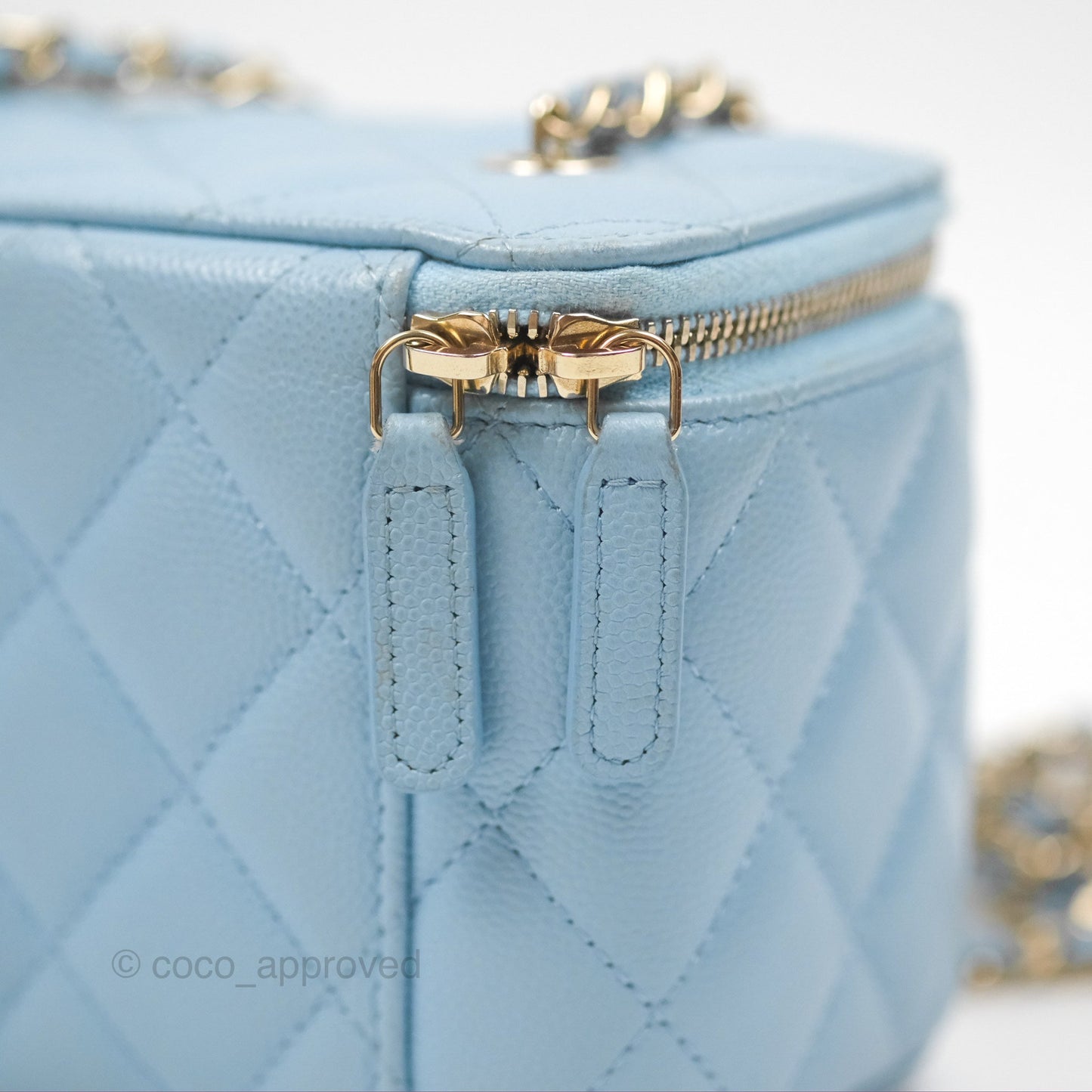 Chanel Classic Vanity With Chain Blue Caviar Gold Hardware