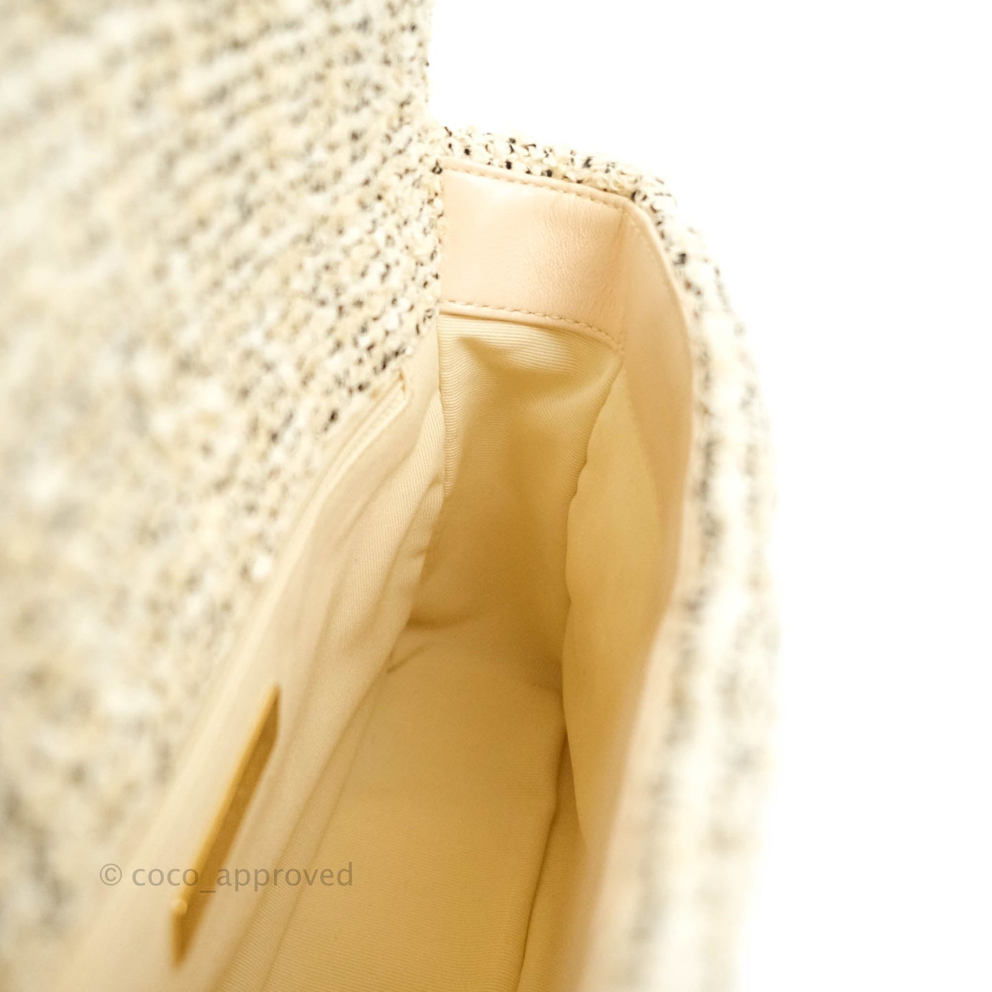 Chanel 19 Small Oreo Tweed Cream Mixed Hardware